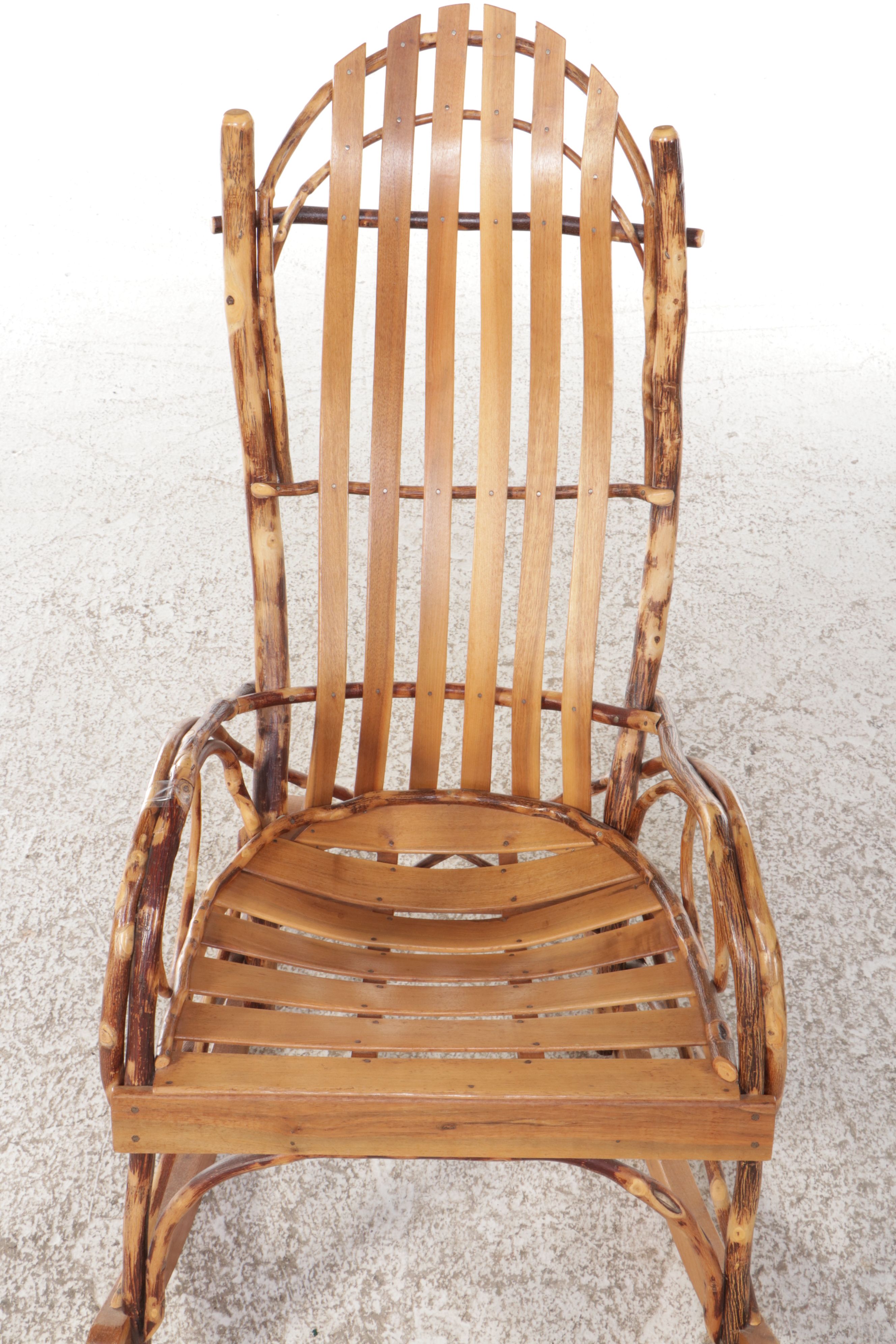 Adirondack Style Hickory and Ash Bent Wood Rocking Chair