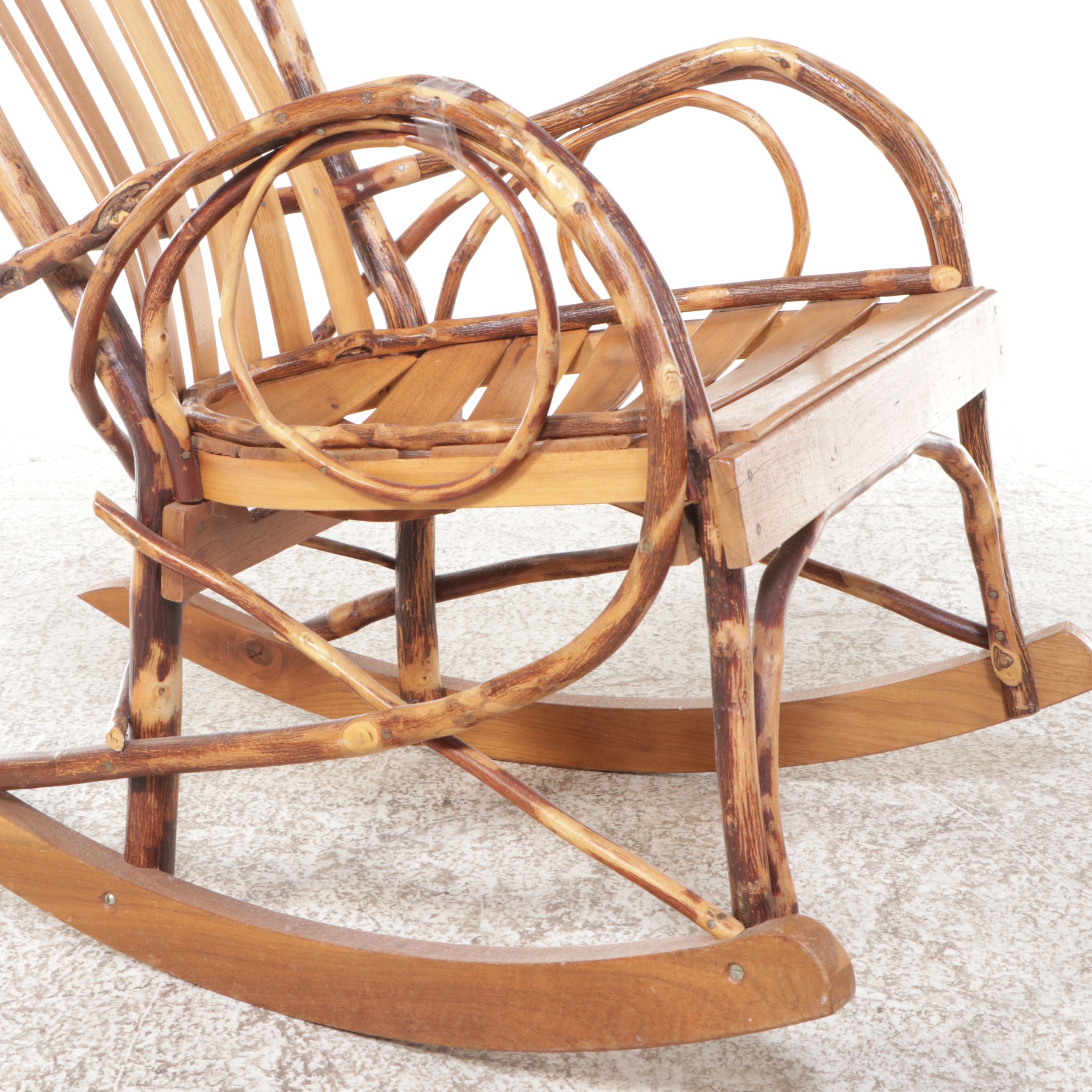 Adirondack Style Hickory and Ash Bent Wood Rocking Chair