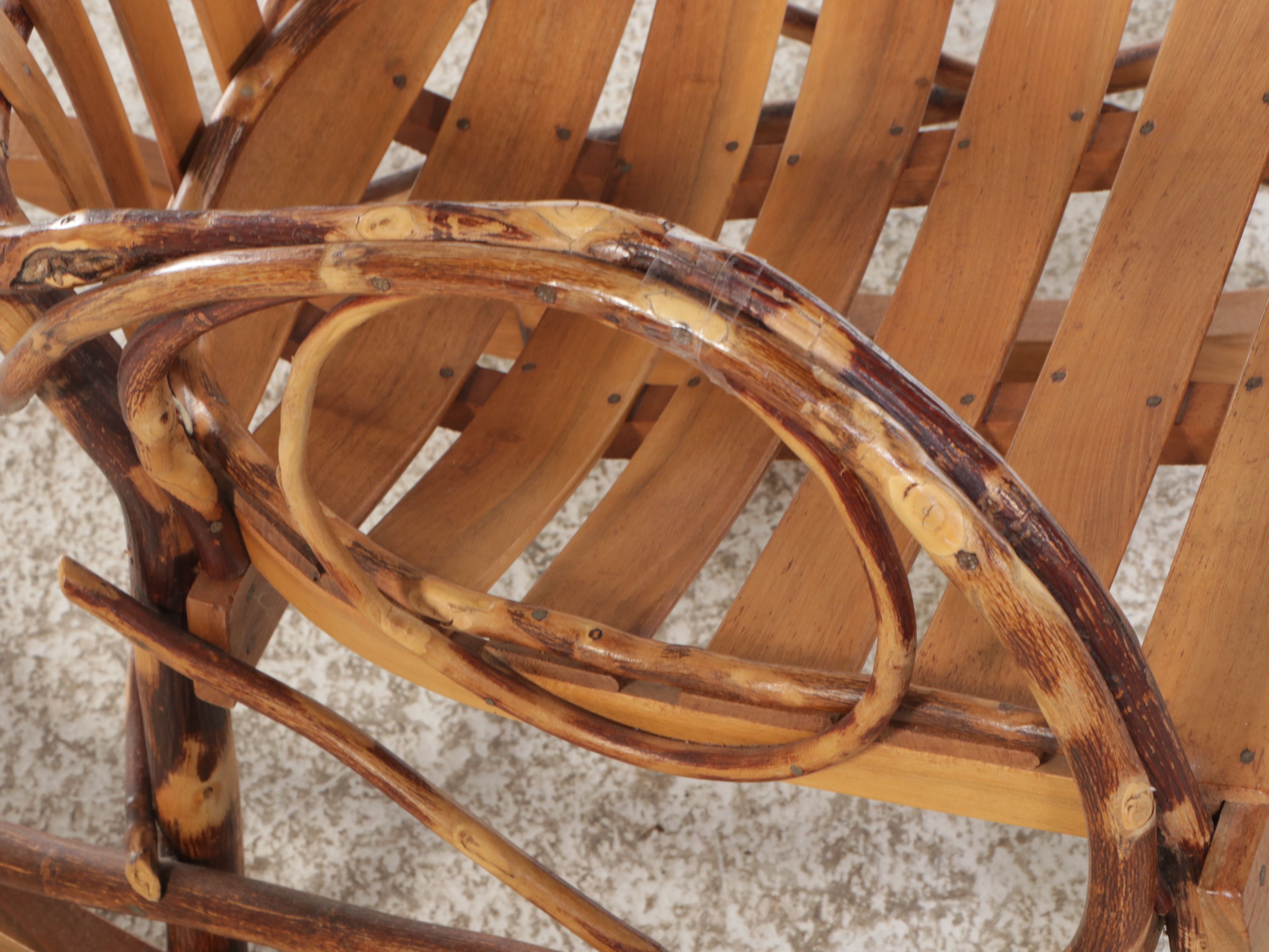 Adirondack Style Hickory and Ash Bent Wood Rocking Chair