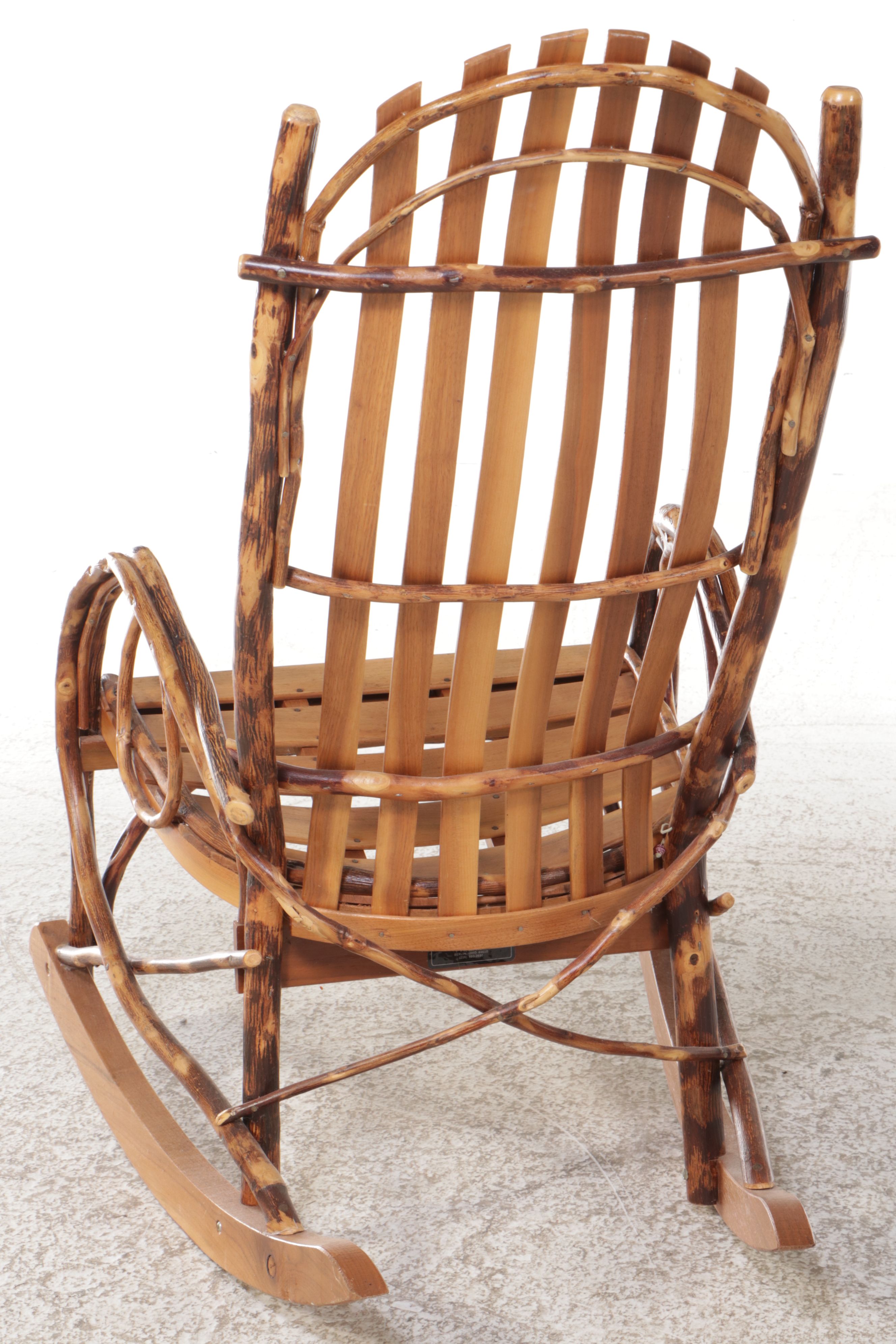 Adirondack Style Hickory and Ash Bent Wood Rocking Chair