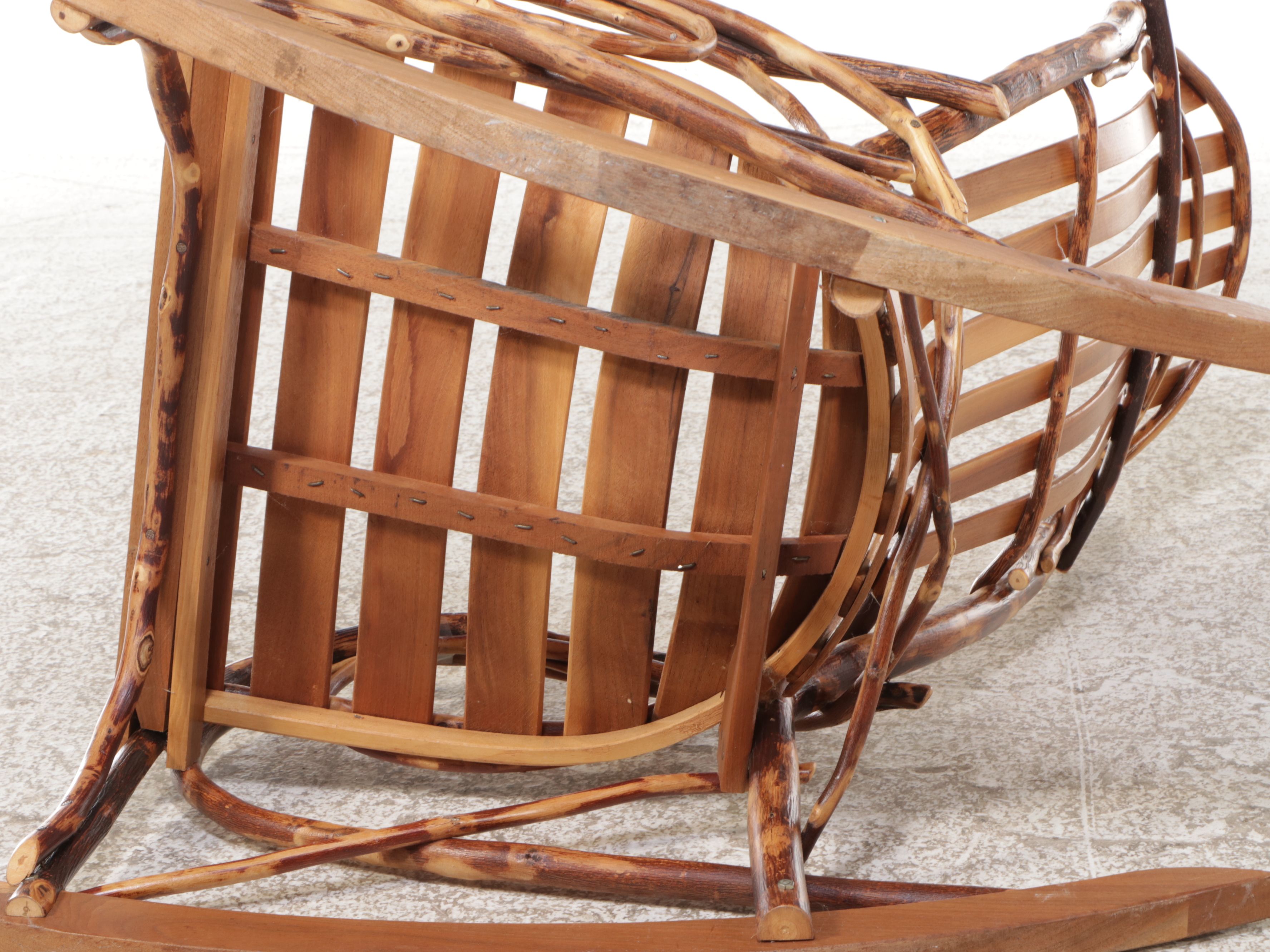 Adirondack Style Hickory and Ash Bent Wood Rocking Chair