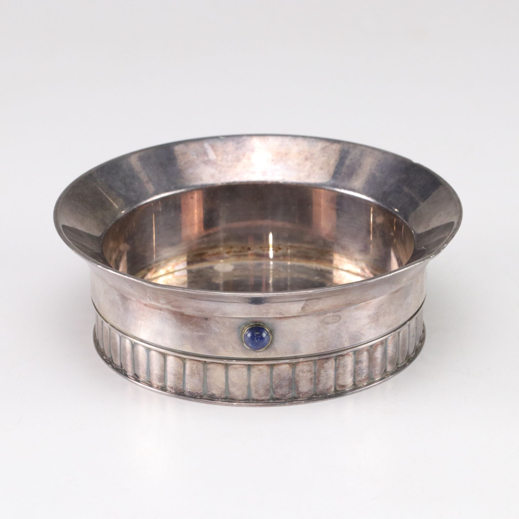 Cartier Silver Plate & Lapis Lazuli Candle Holders & Dish