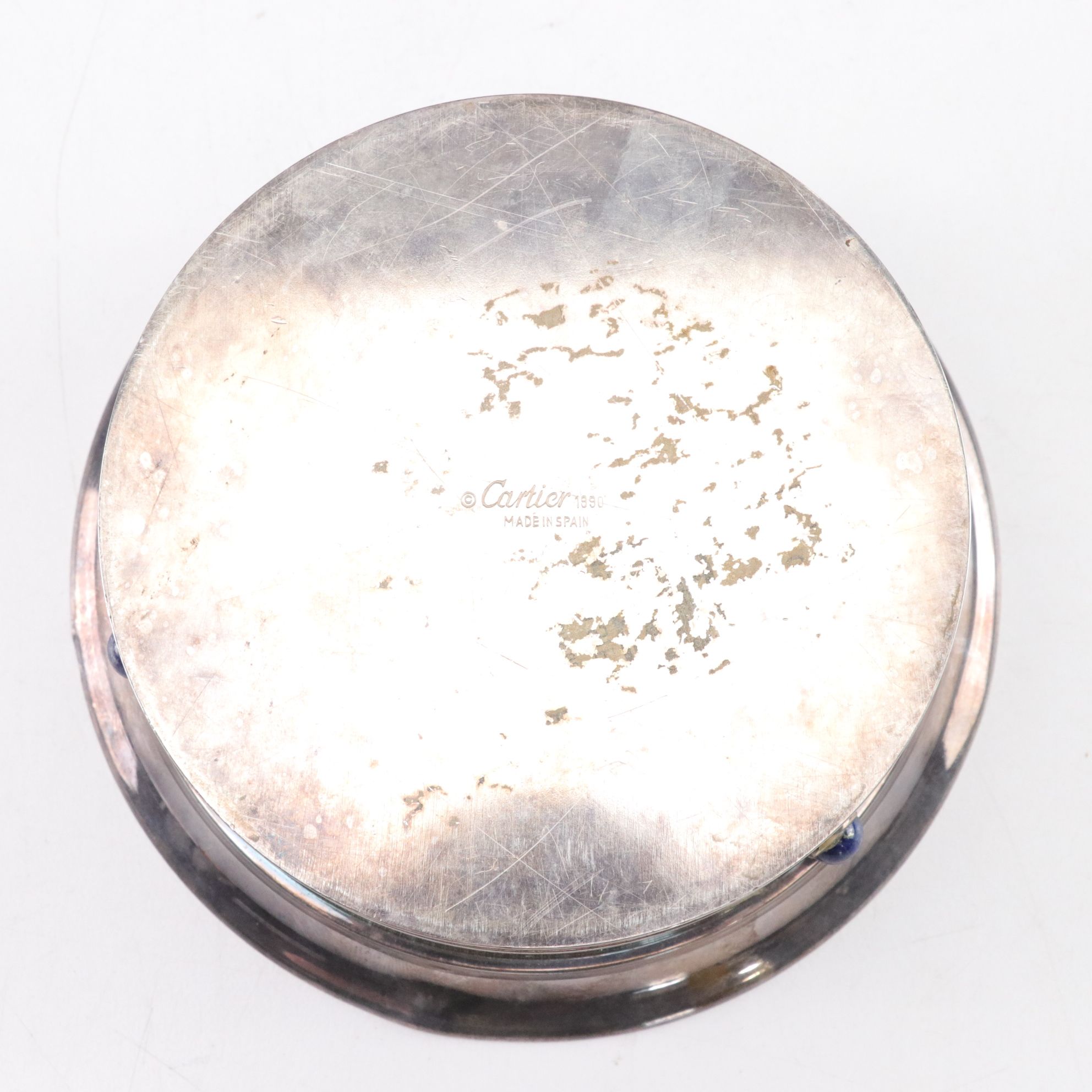 Cartier Silver Plate & Lapis Lazuli Candle Holders & Dish