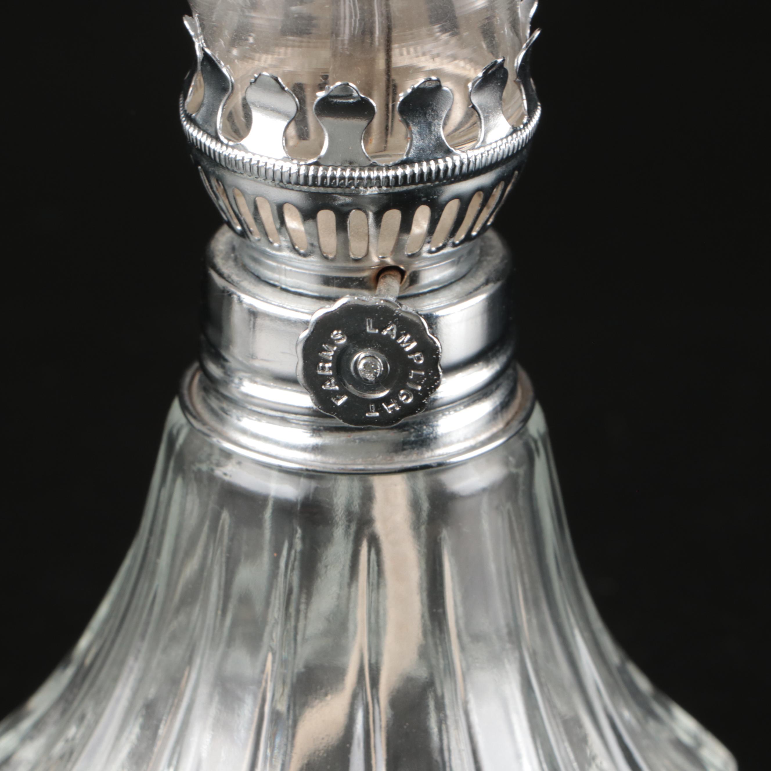 Towle Silver Plate Vanity Set with Linder Alarm Clock and Farms Glass Oil Lamps