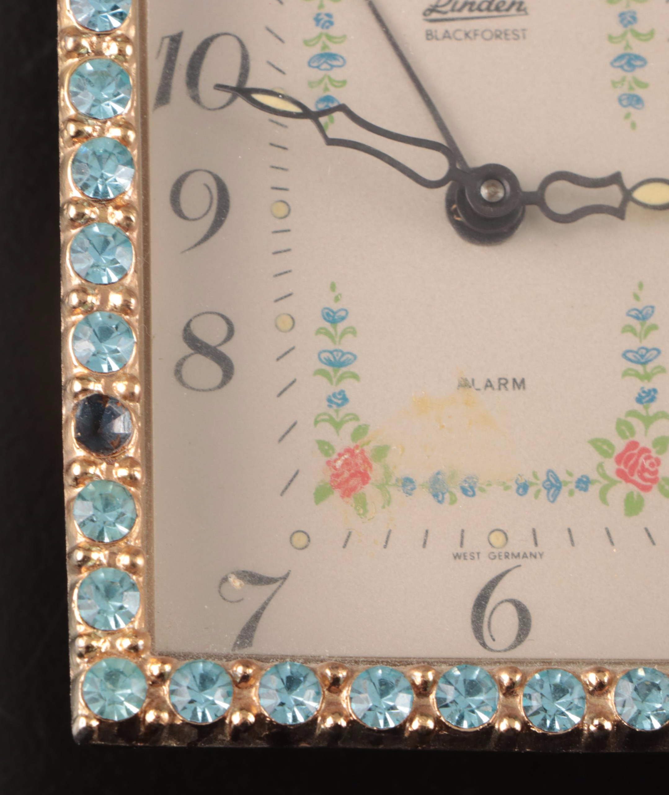 Towle Silver Plate Vanity Set with Linder Alarm Clock and Farms Glass Oil Lamps