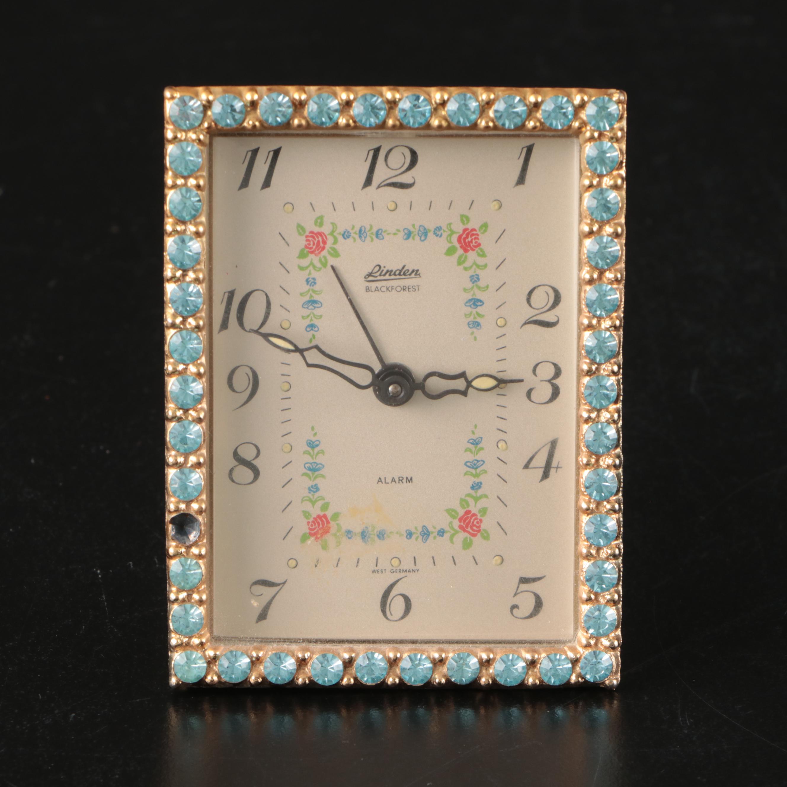 Towle Silver Plate Vanity Set with Linder Alarm Clock and Farms Glass Oil Lamps