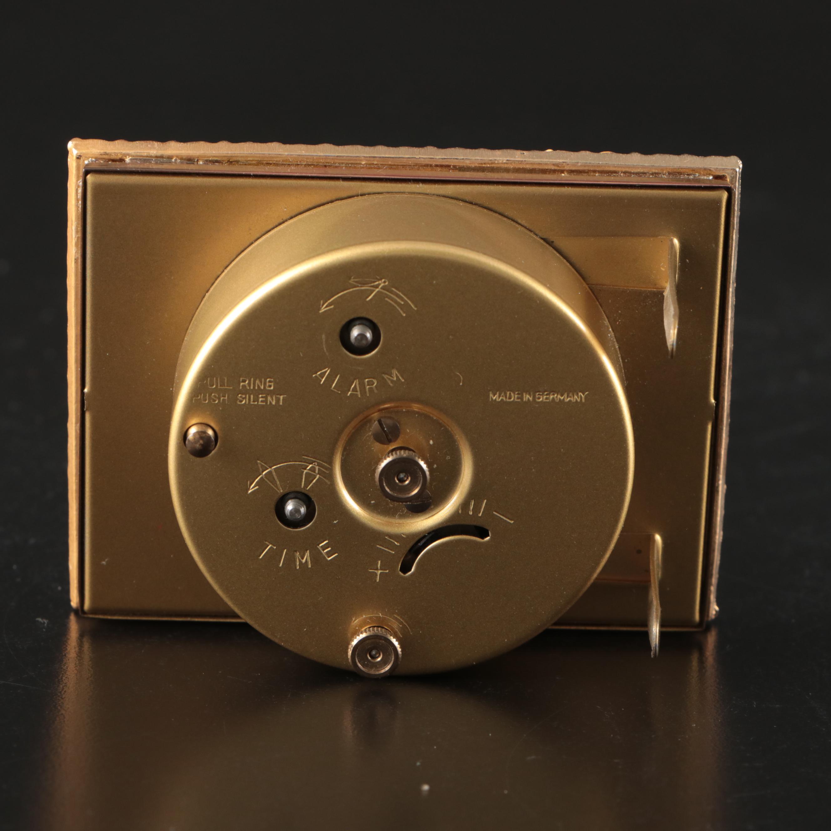 Towle Silver Plate Vanity Set with Linder Alarm Clock and Farms Glass Oil Lamps