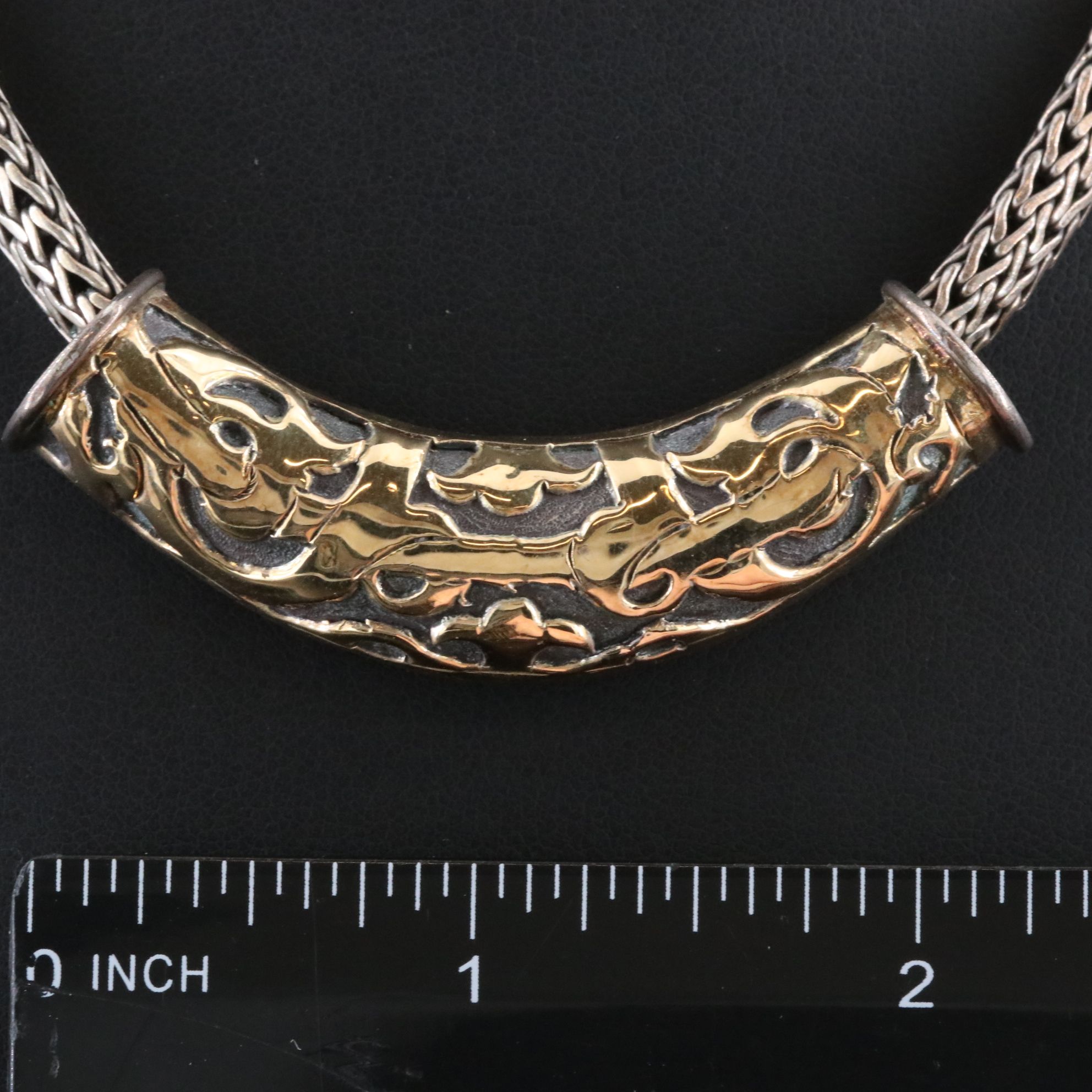 John Hardy Dayak Sterling and 18K Slide Pendant with Classic Chain Necklace