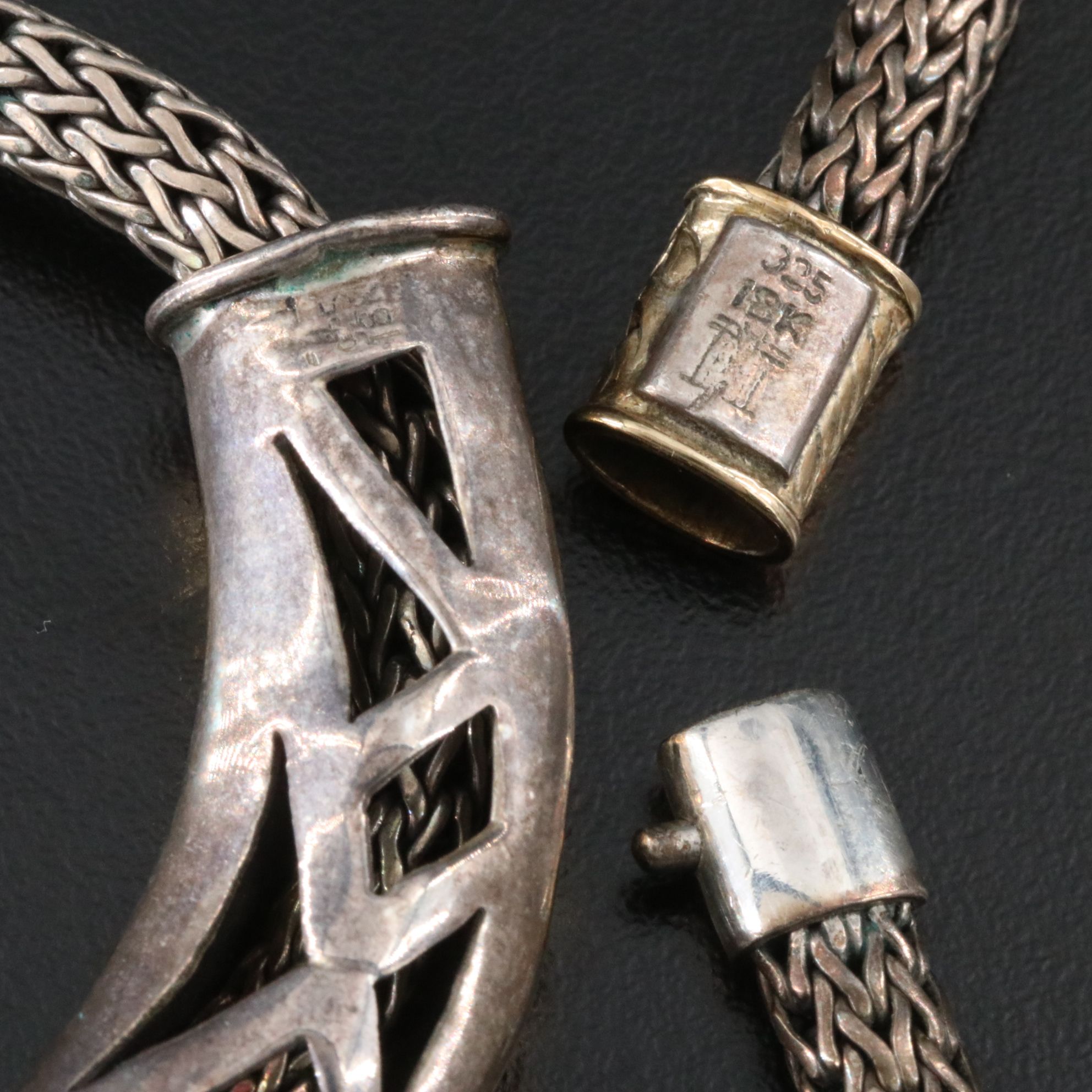 John Hardy Dayak Sterling and 18K Slide Pendant with Classic Chain Necklace