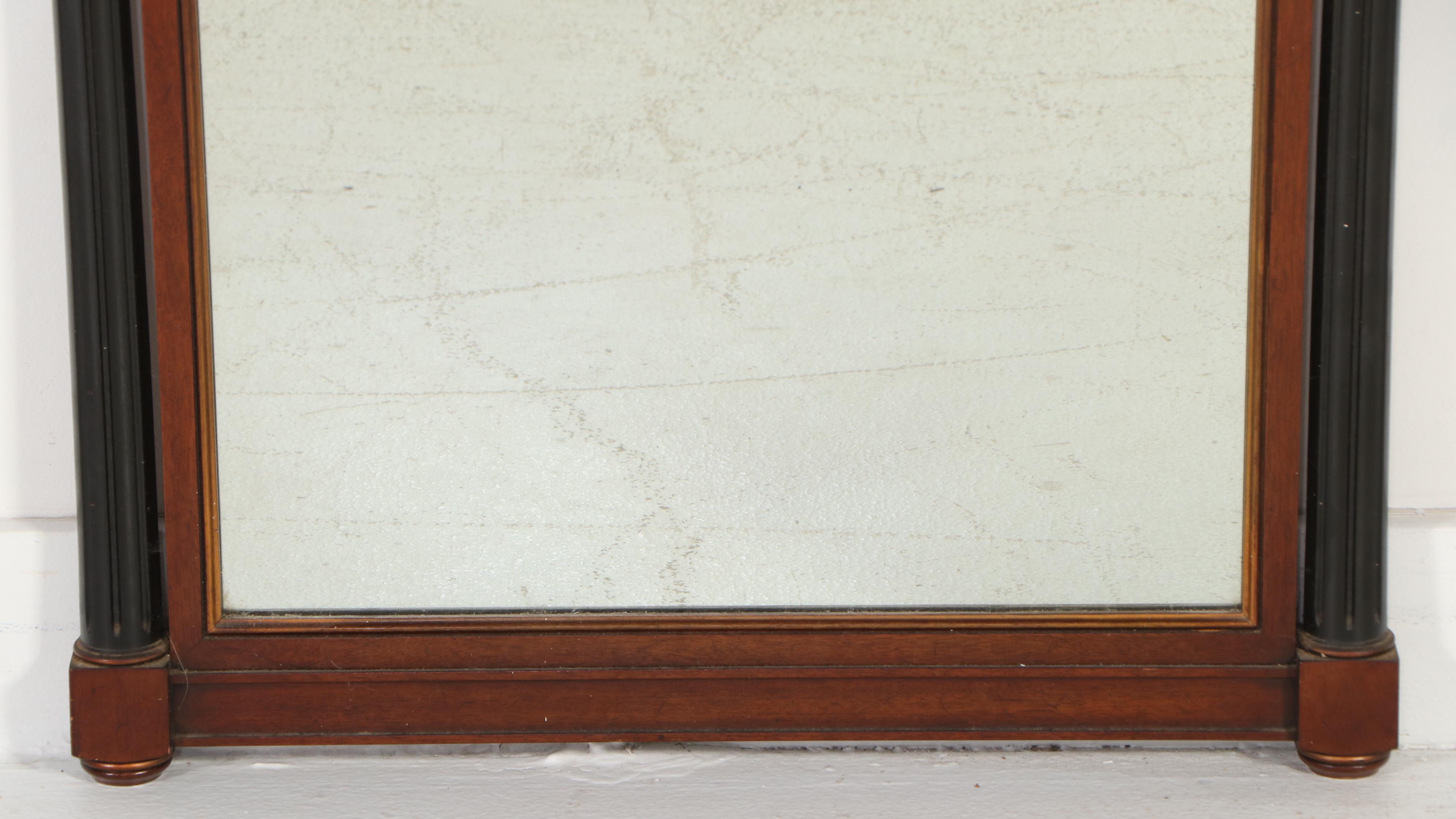 Directoire Style Wood with Brass Decal Dresser Mirror