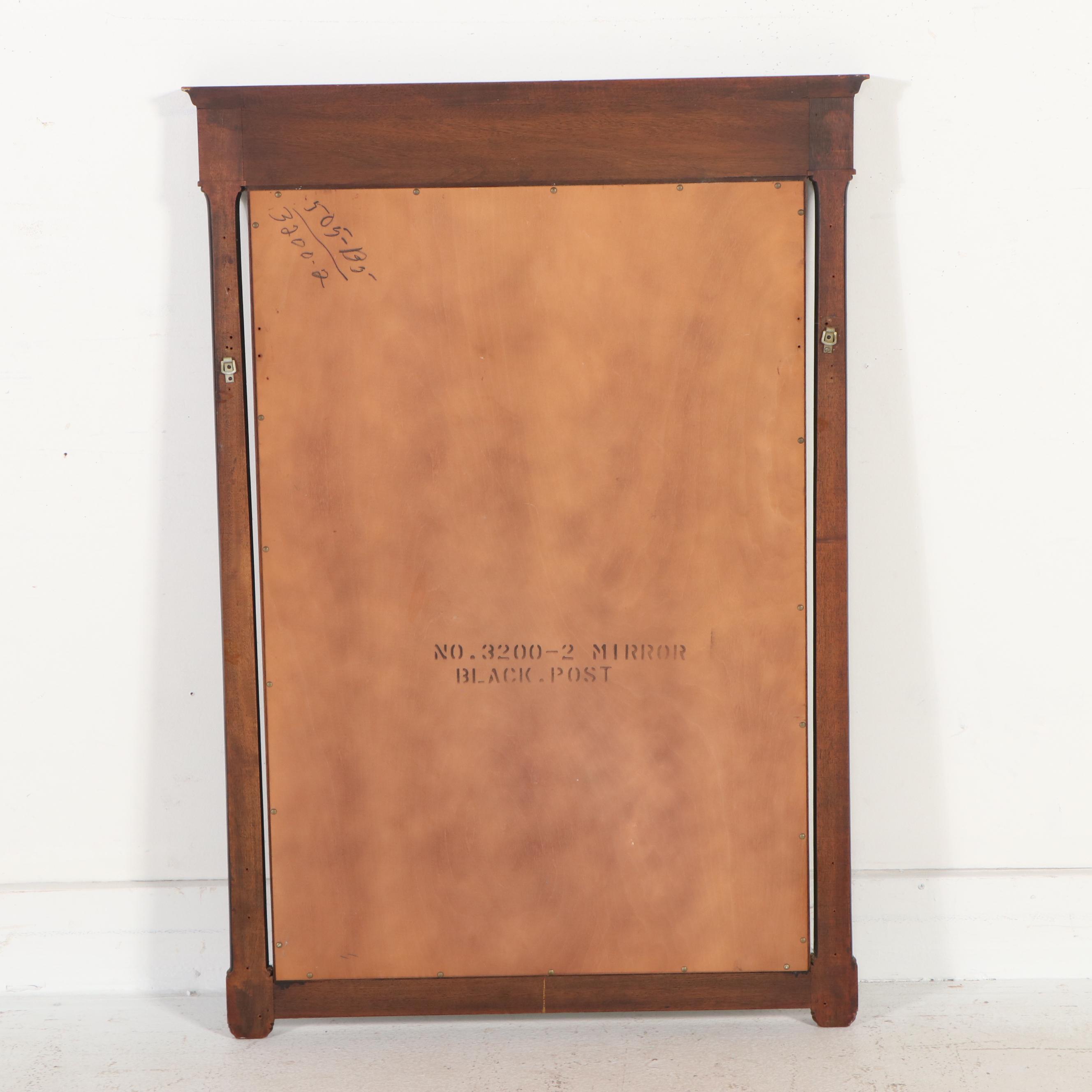 Directoire Style Wood with Brass Decal Dresser Mirror