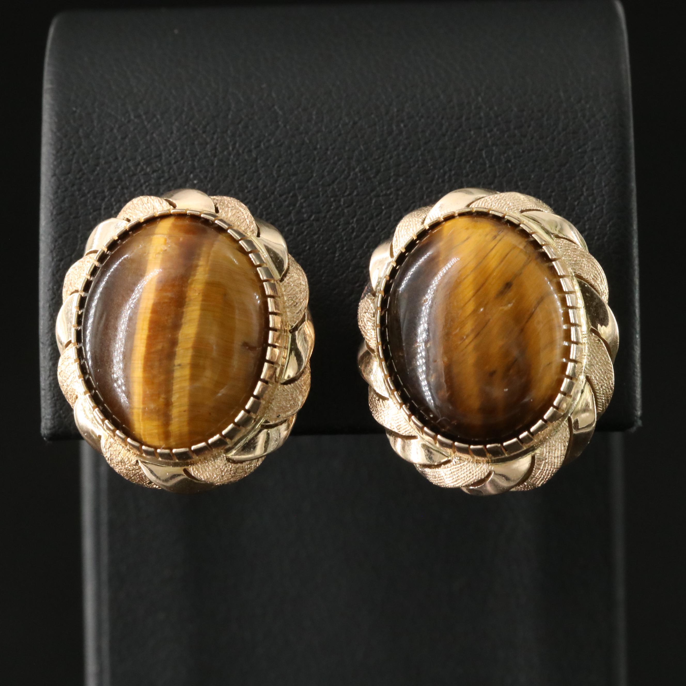 14K Tiger's Eye Earrings