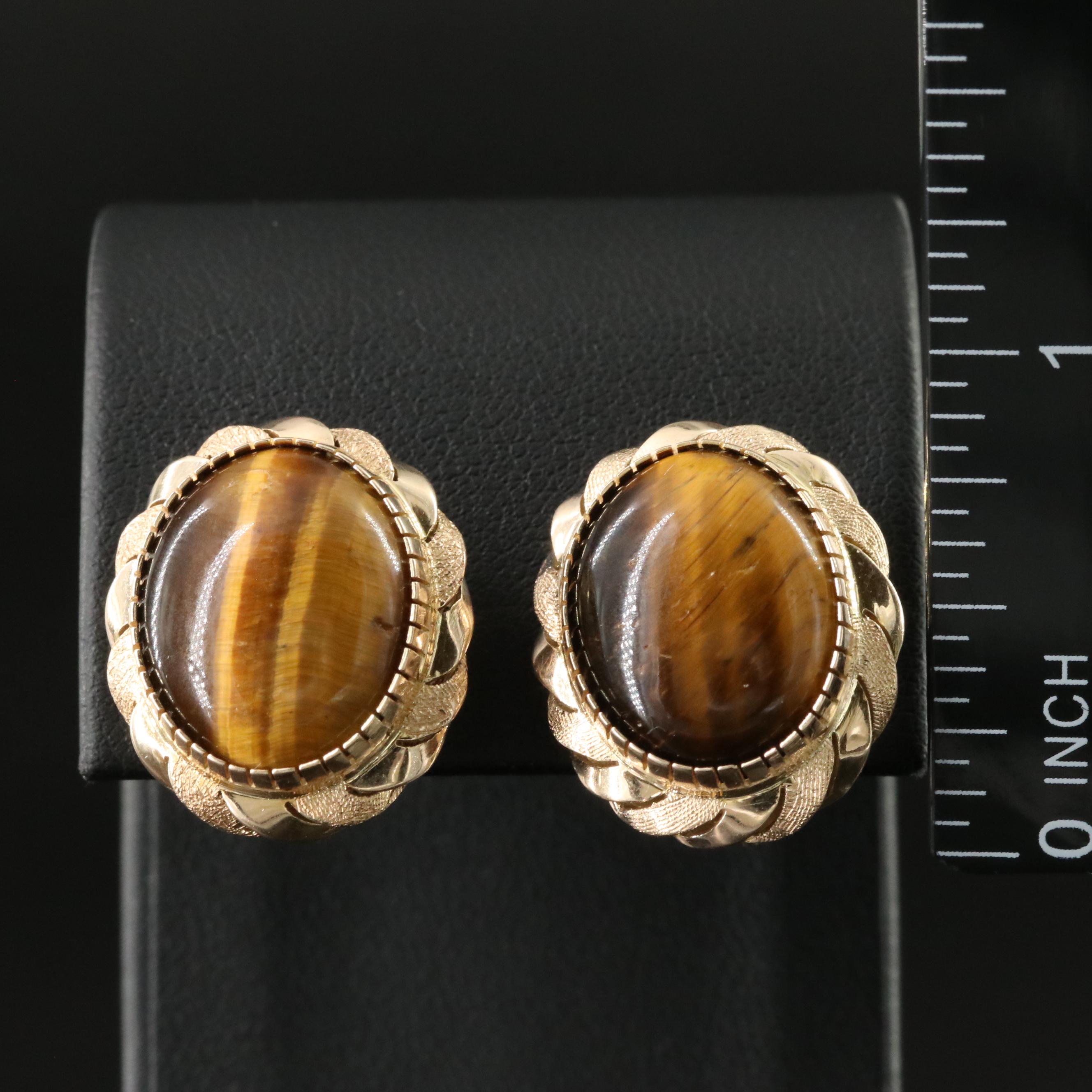 14K Tiger's Eye Earrings
