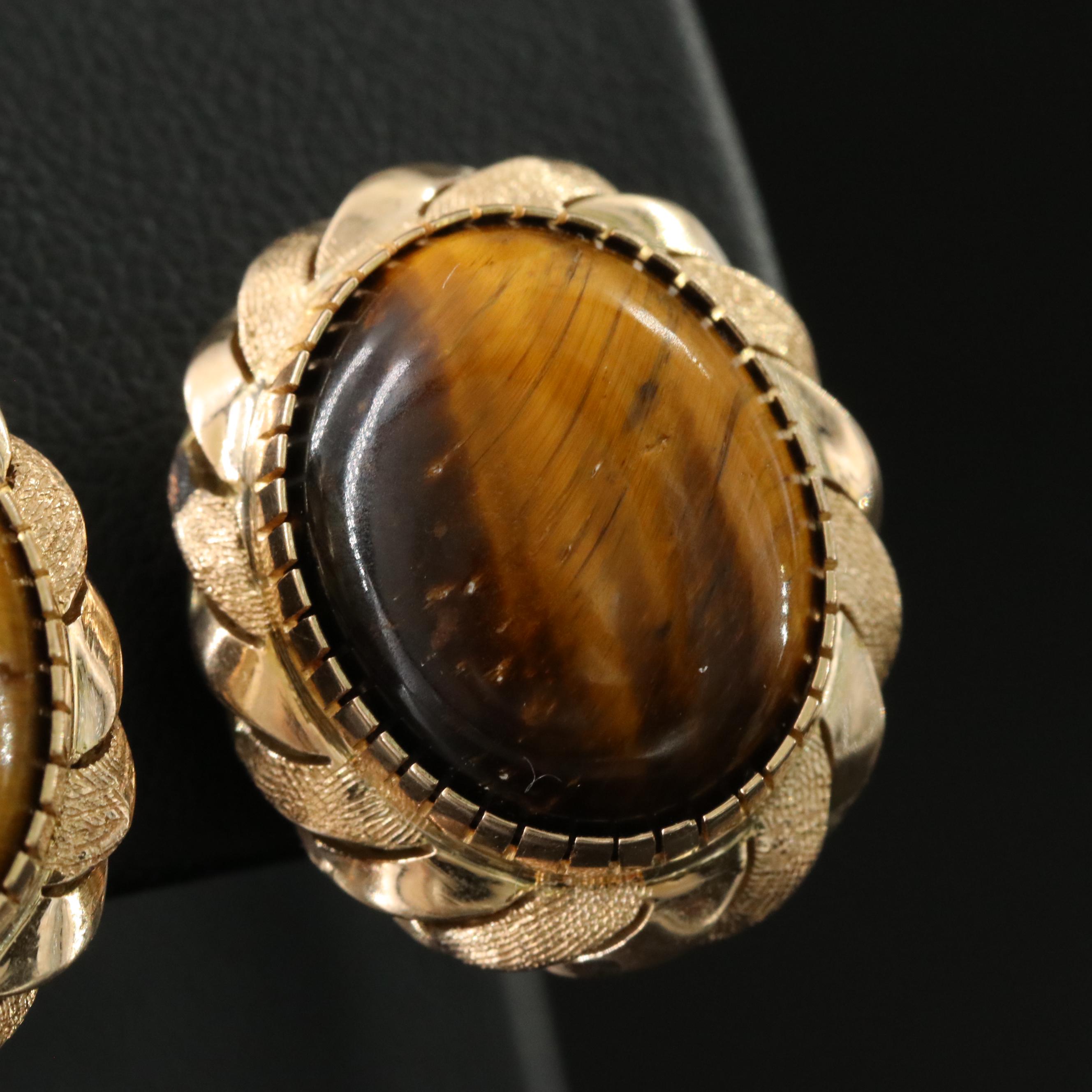 14K Tiger's Eye Earrings