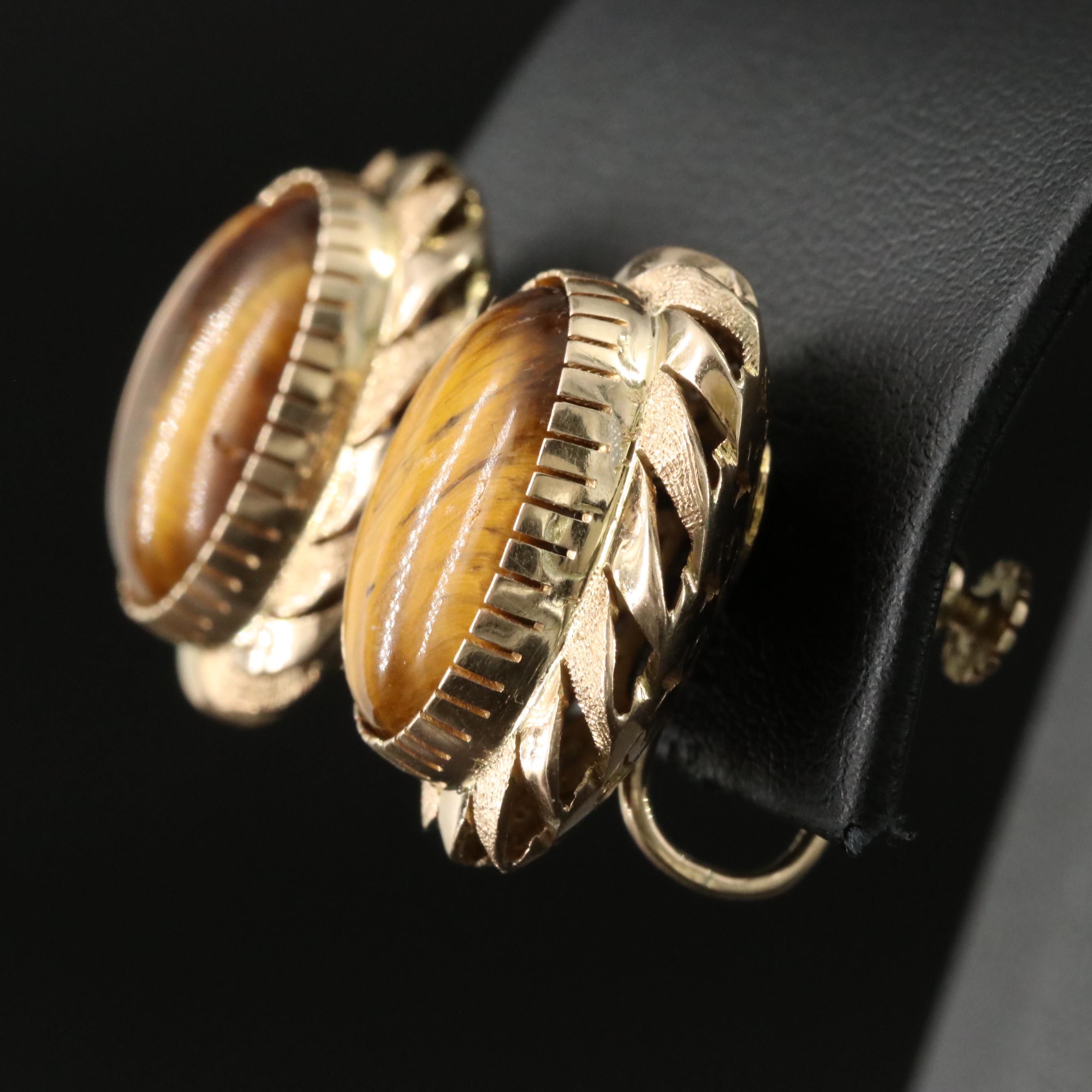 14K Tiger's Eye Earrings