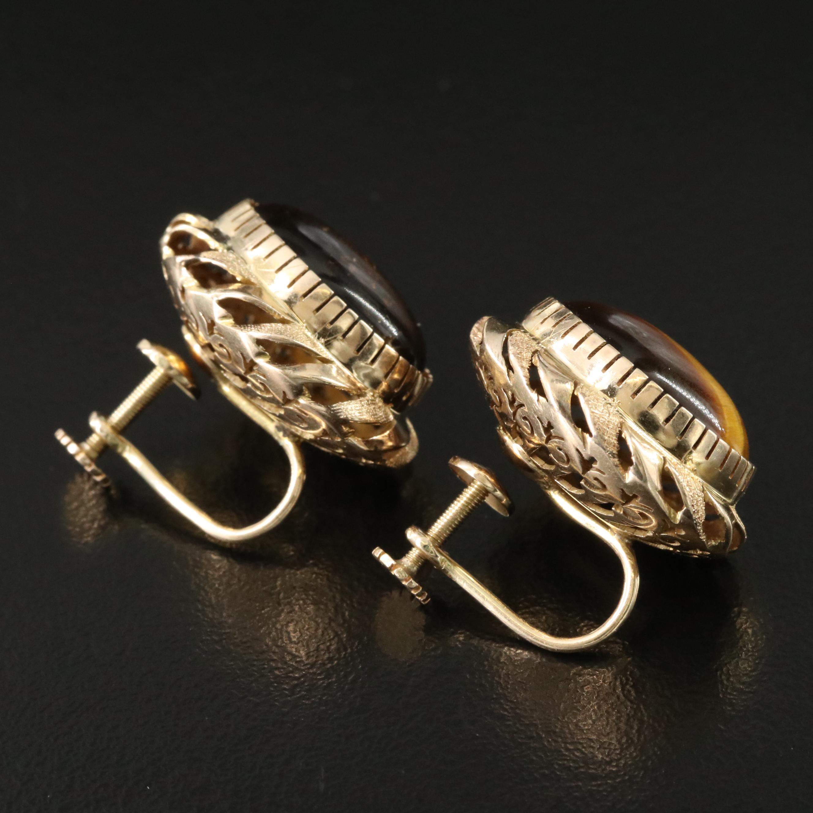 14K Tiger's Eye Earrings
