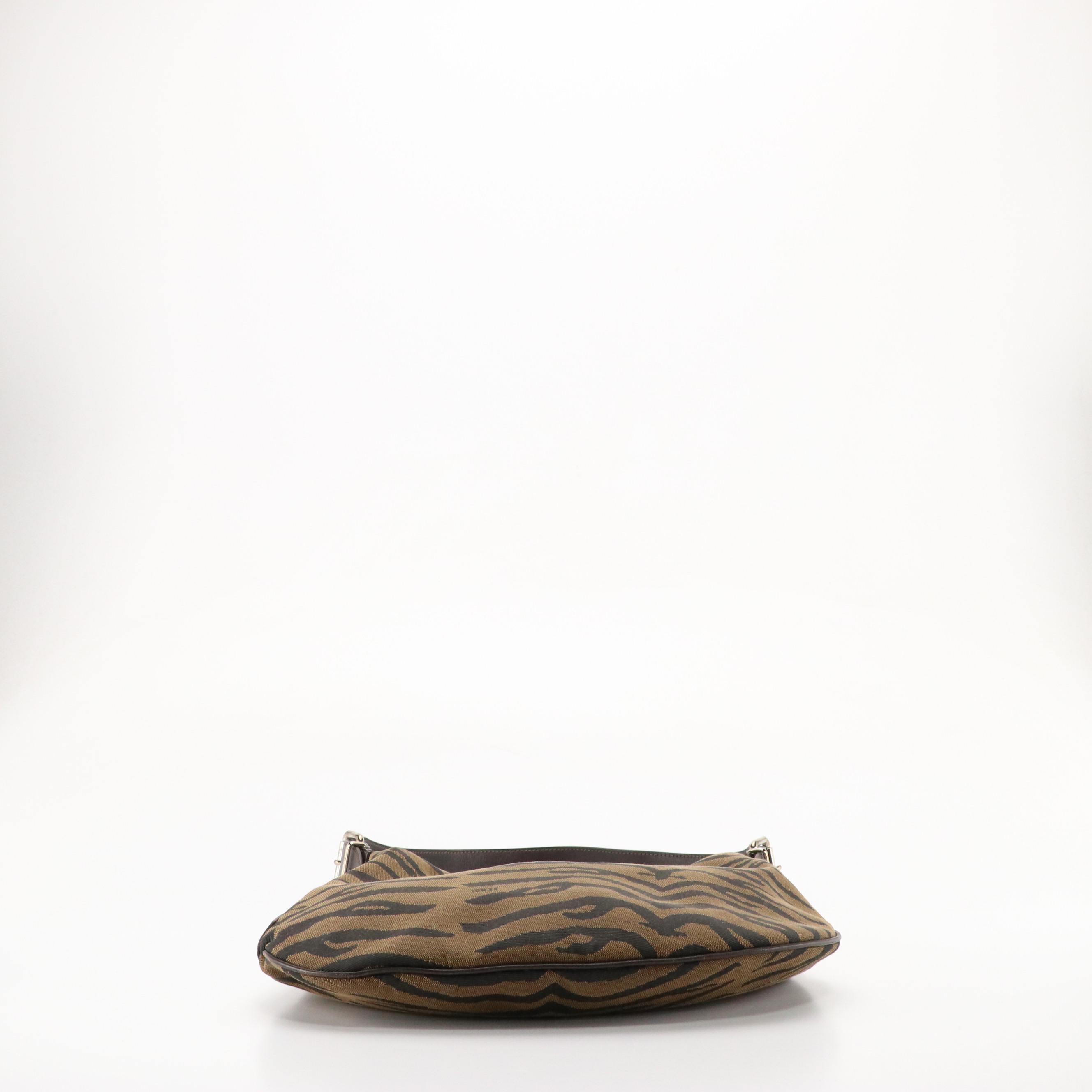 Fendi Tiger Stripe Jacquard and Leather Shoulder Bag