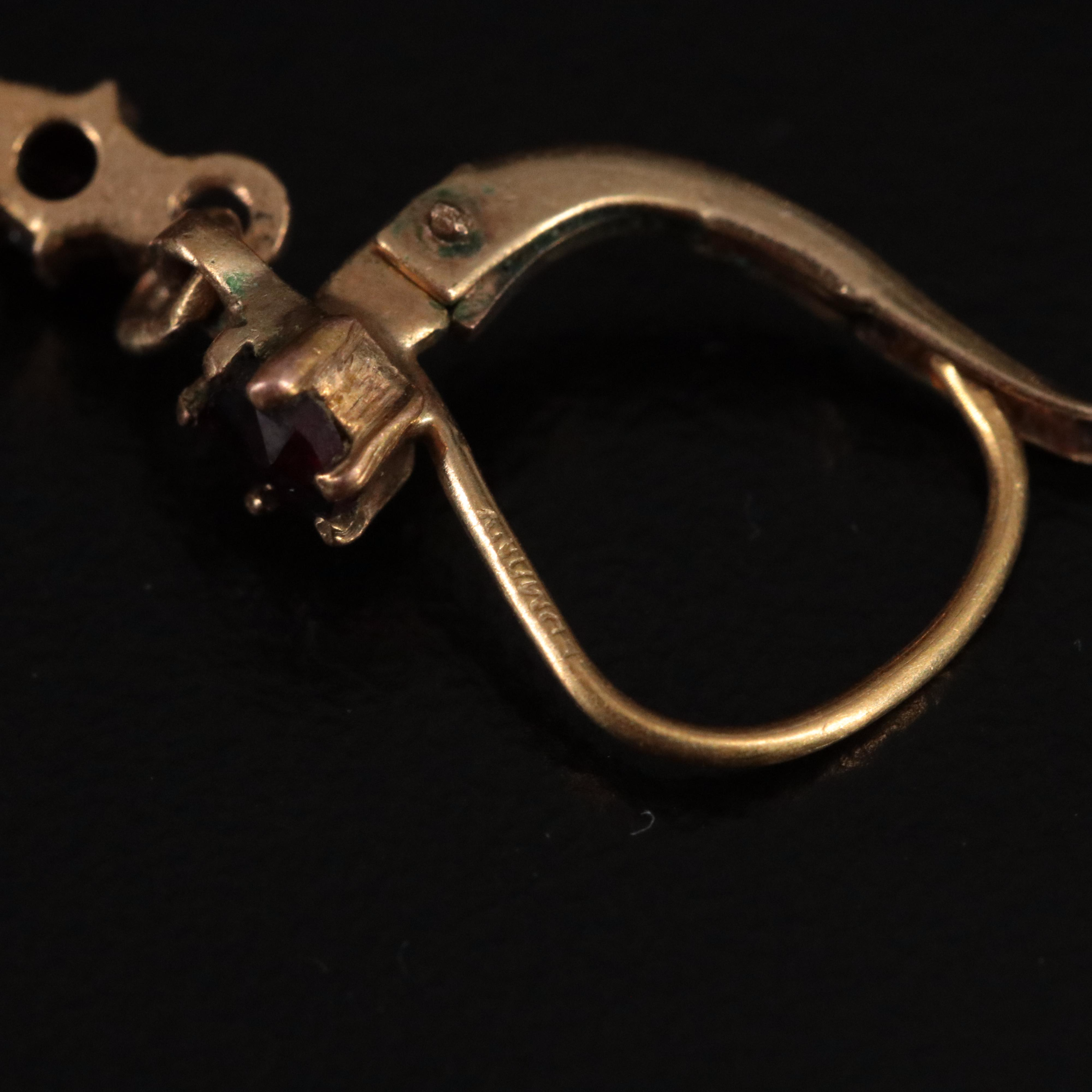 Tapered Garnet Drop Earrings