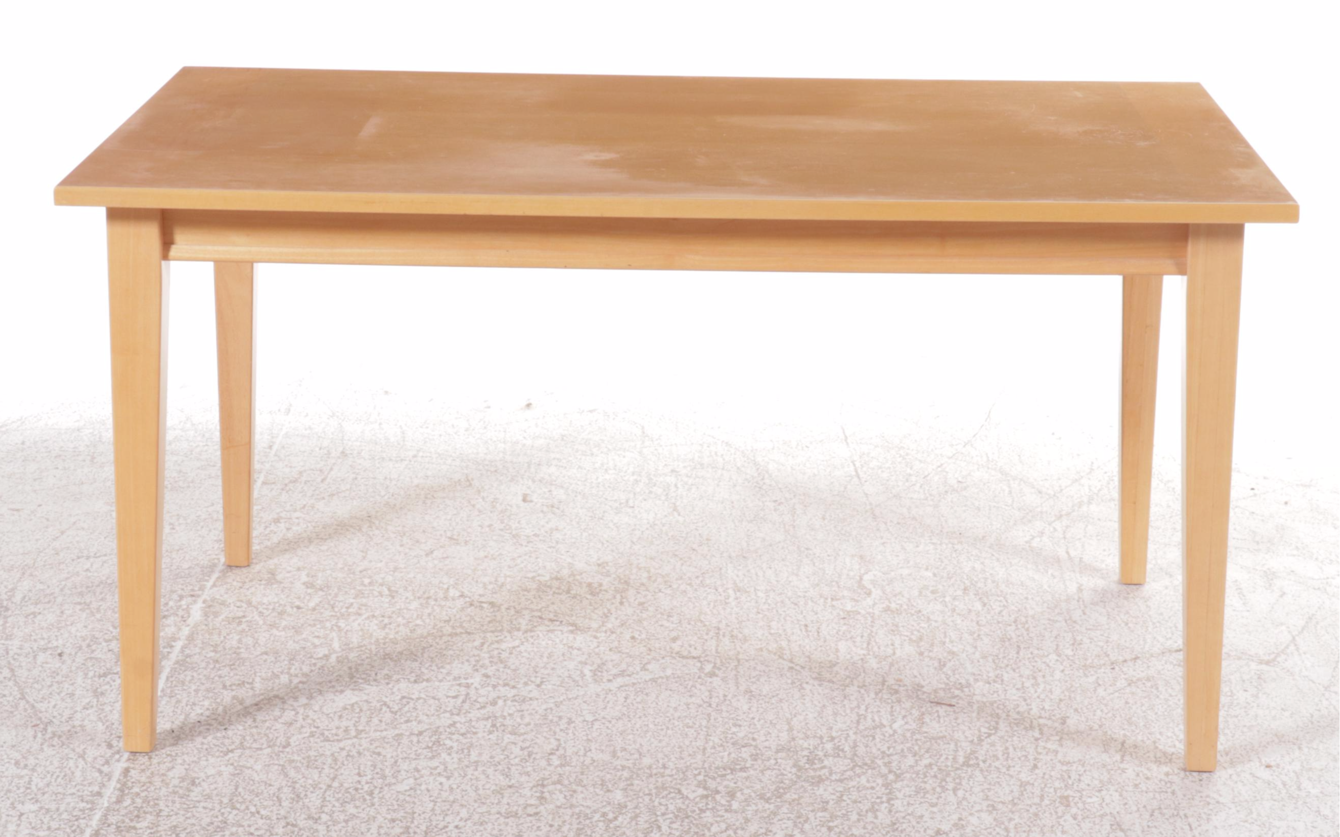 Contemporary Blonde Wood Seven-Piece Dining Set