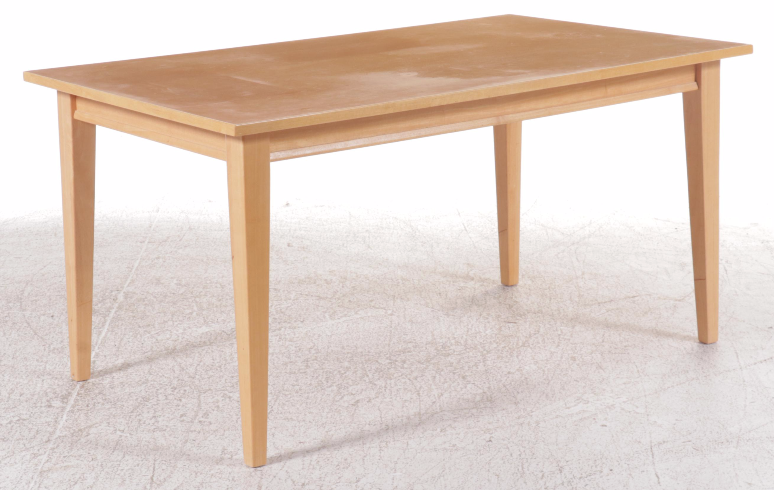 Contemporary Blonde Wood Seven-Piece Dining Set