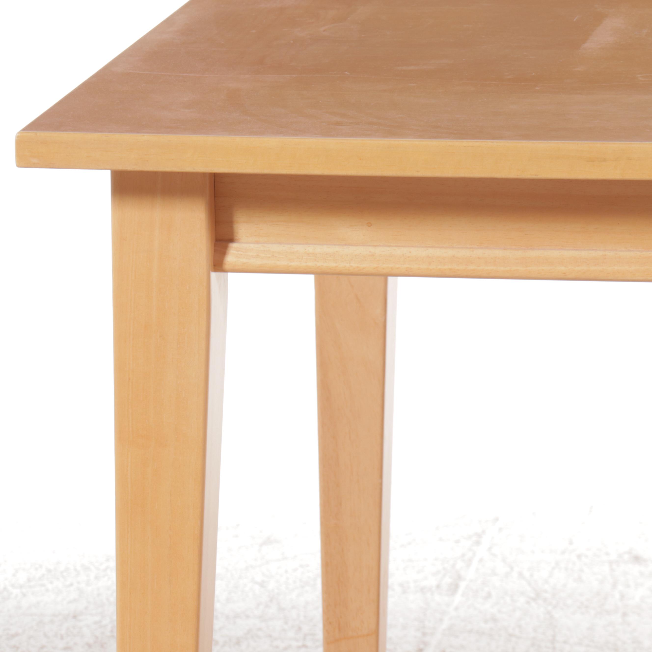 Contemporary Blonde Wood Seven-Piece Dining Set