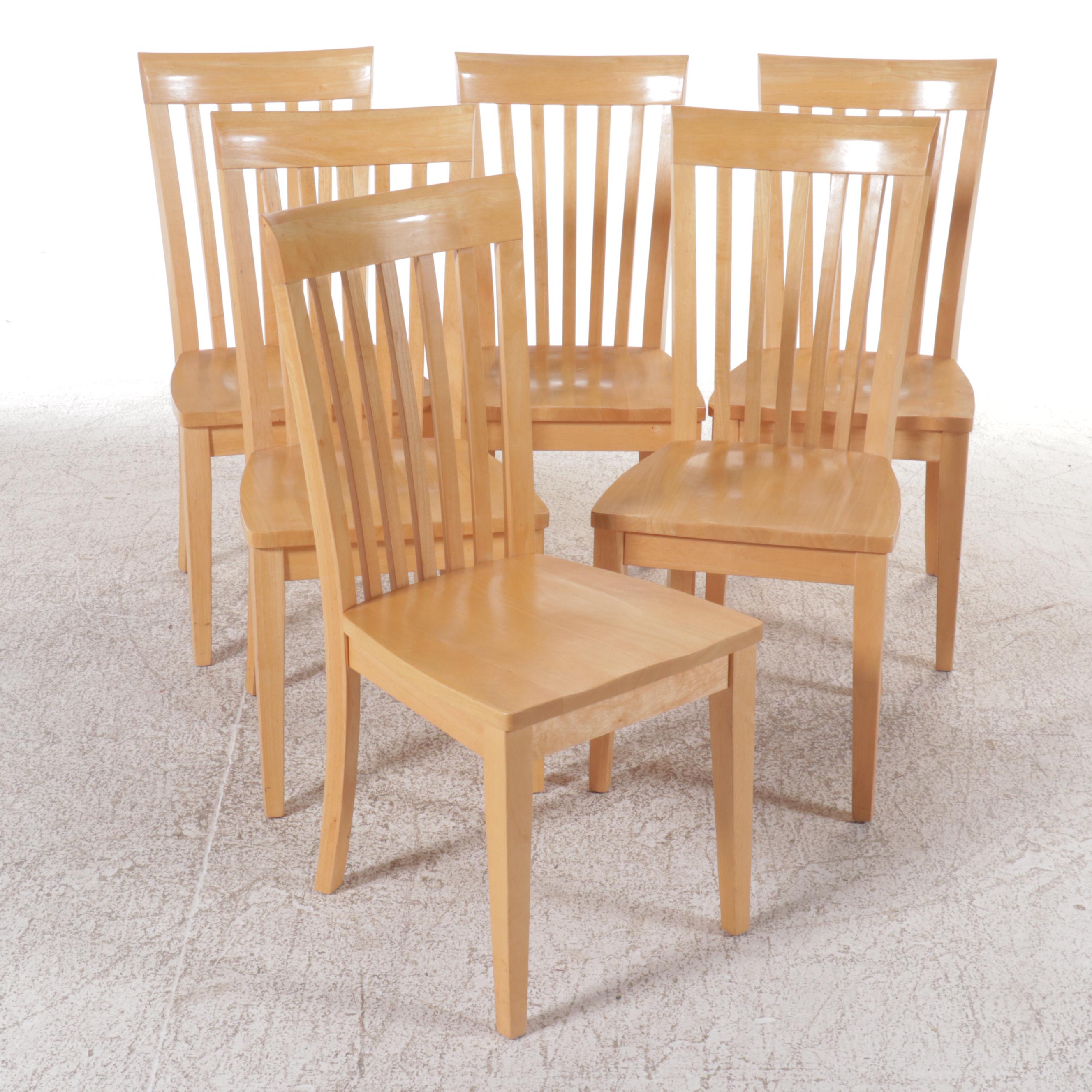 Contemporary Blonde Wood Seven-Piece Dining Set