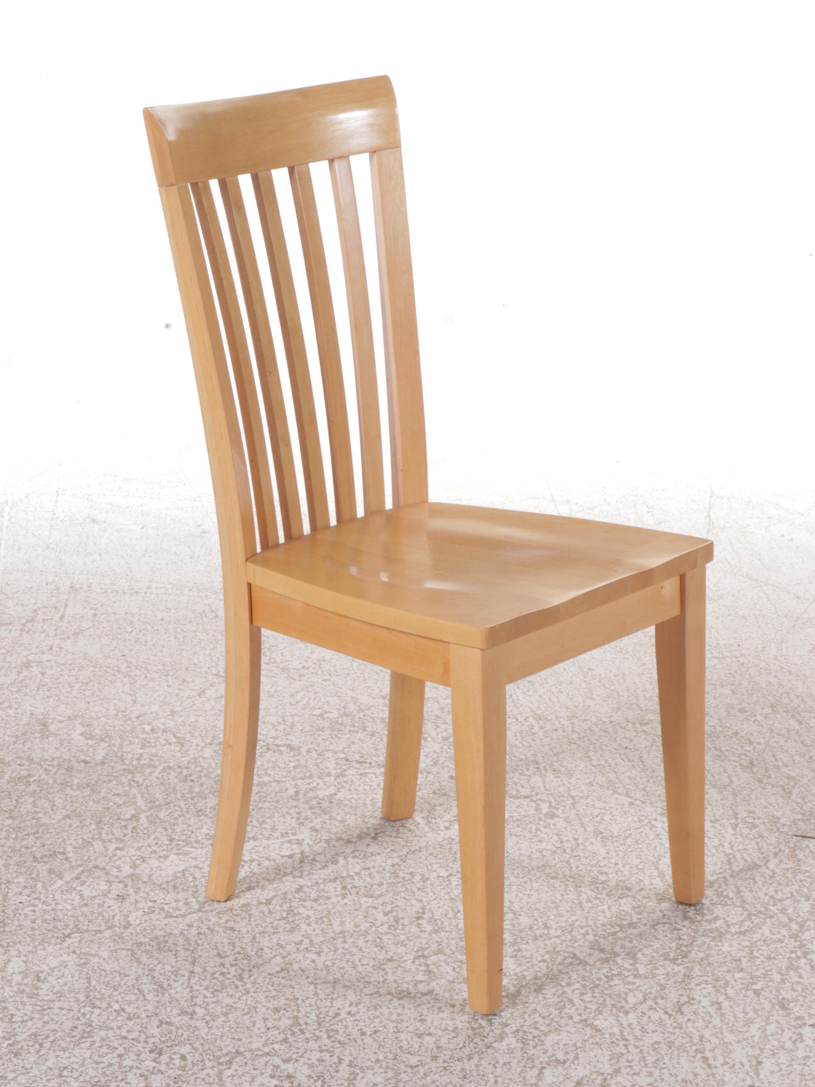 Contemporary Blonde Wood Seven-Piece Dining Set