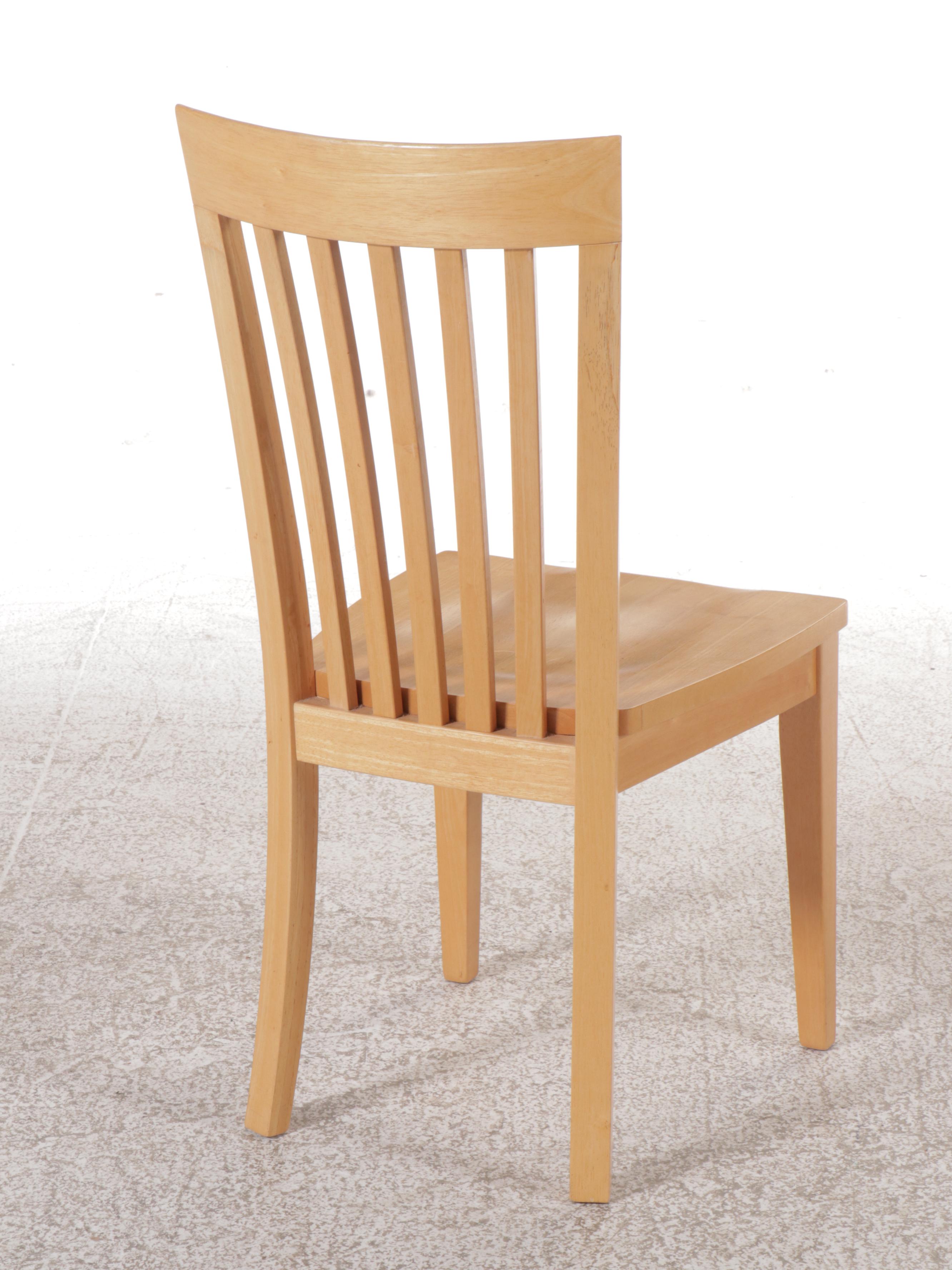 Contemporary Blonde Wood Seven-Piece Dining Set