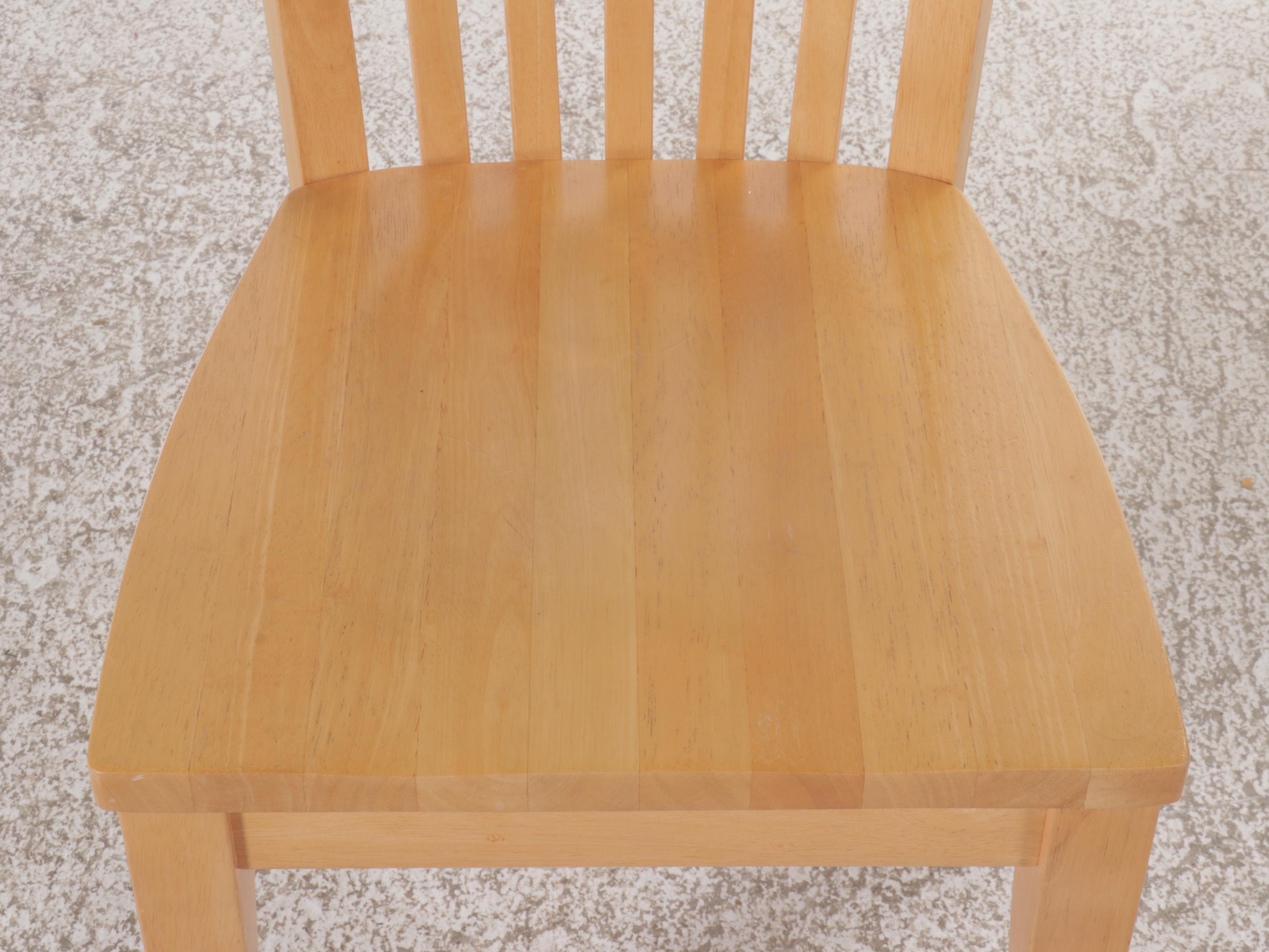 Contemporary Blonde Wood Seven-Piece Dining Set