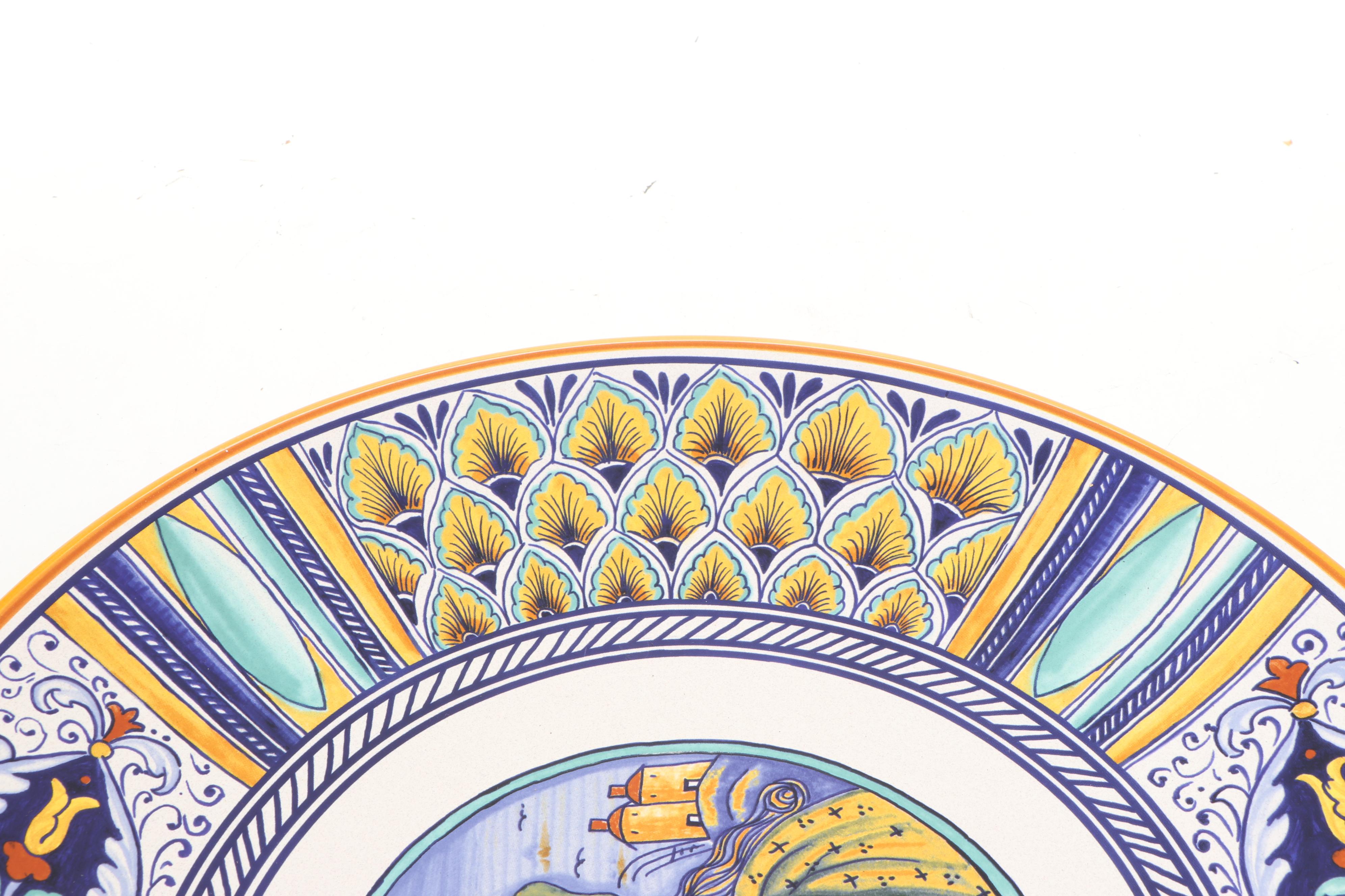 Italian Ceramica Nova Deruta Majolica  Portrait Plate