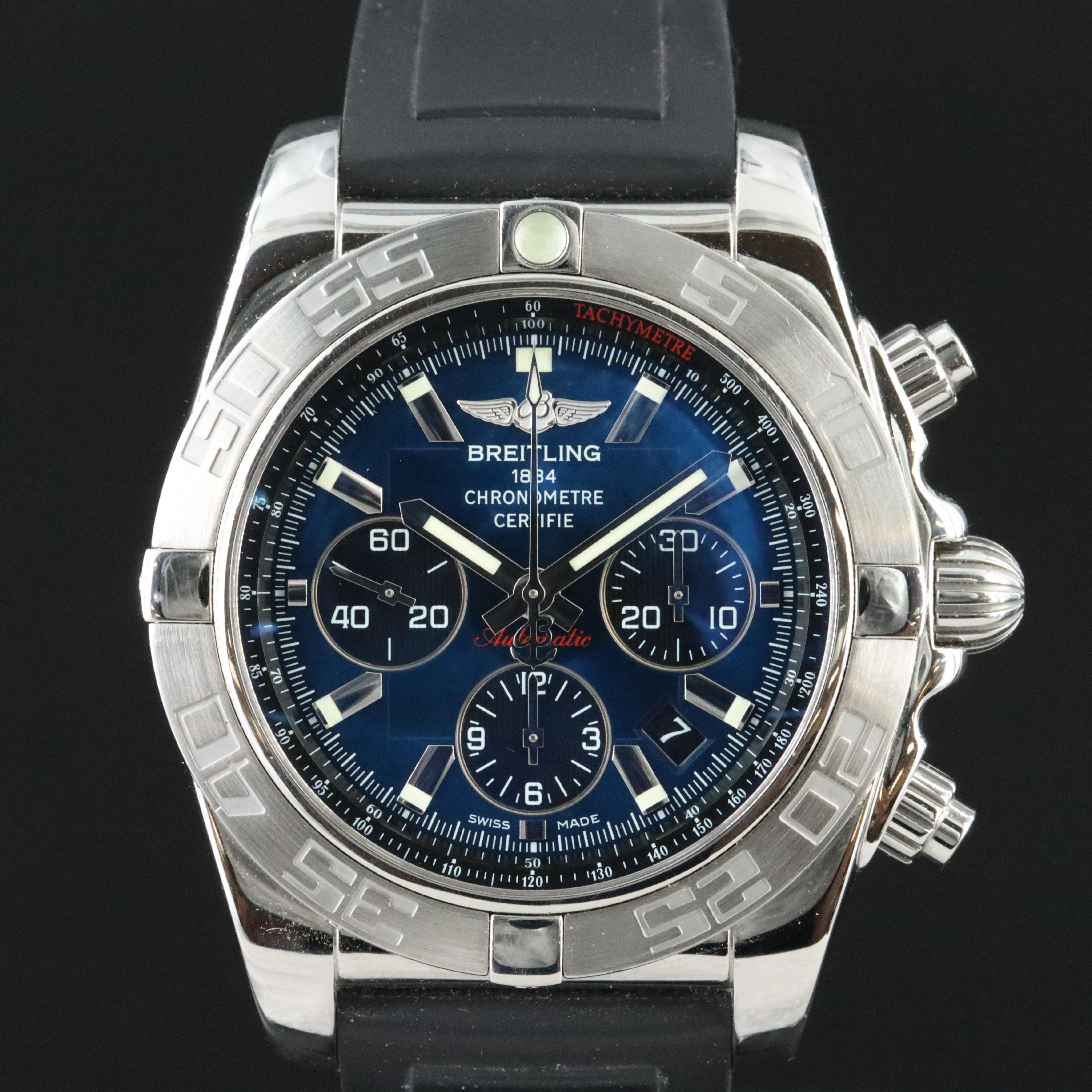 2010 Breitling Chronomat 01 44mm Blue Dial Steel Watch