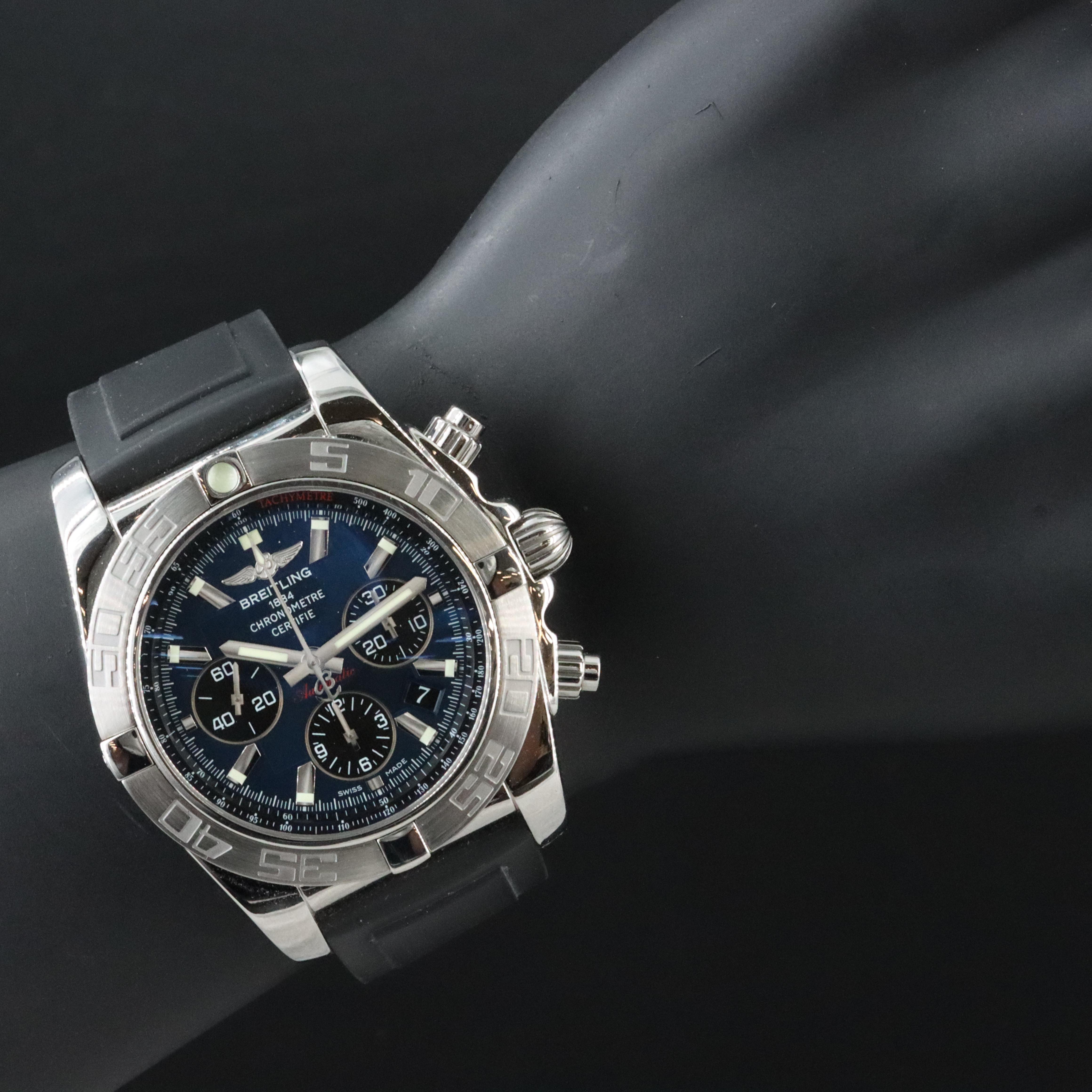 2010 Breitling Chronomat 01 44mm Blue Dial Steel Watch
