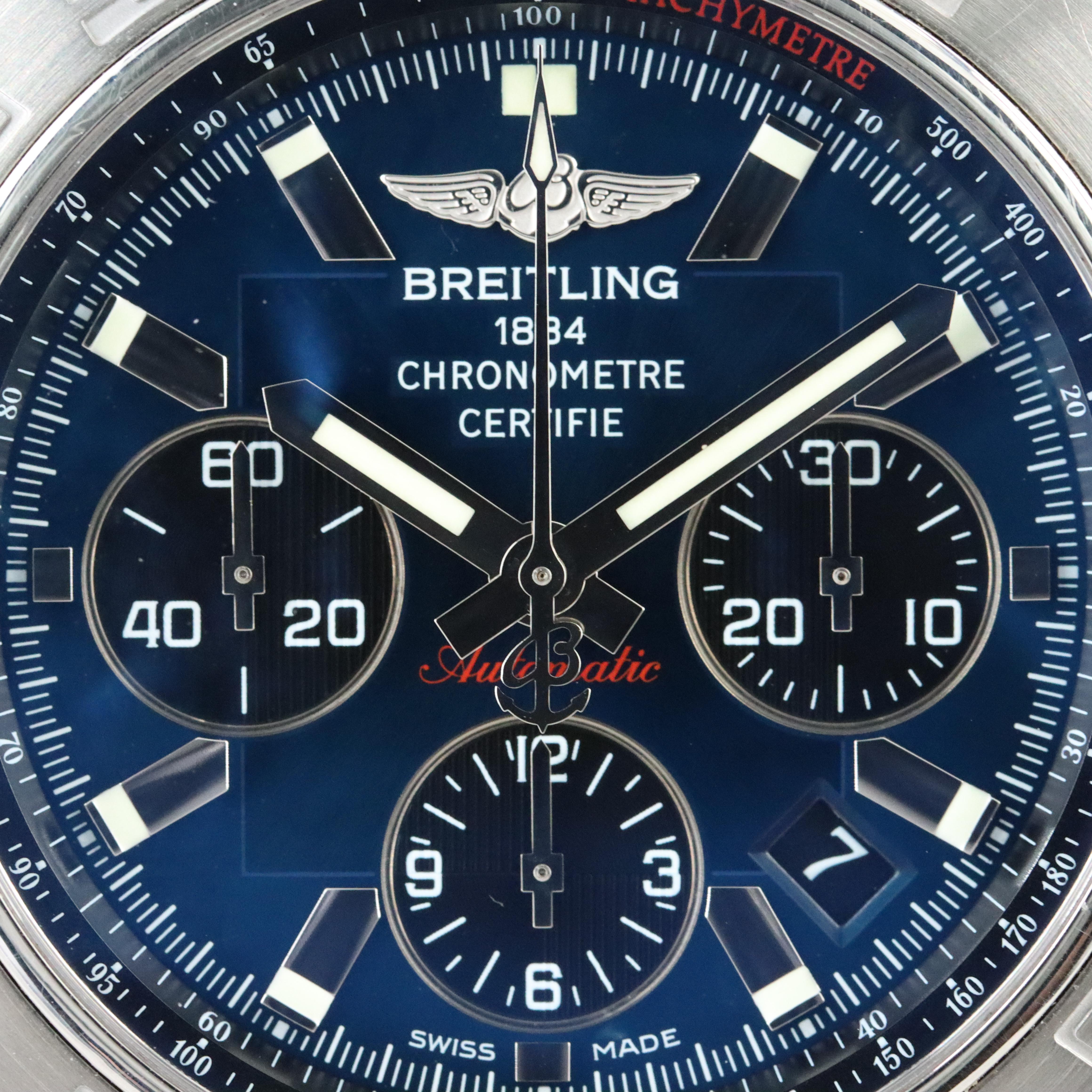 2010 Breitling Chronomat 01 44mm Blue Dial Steel Watch