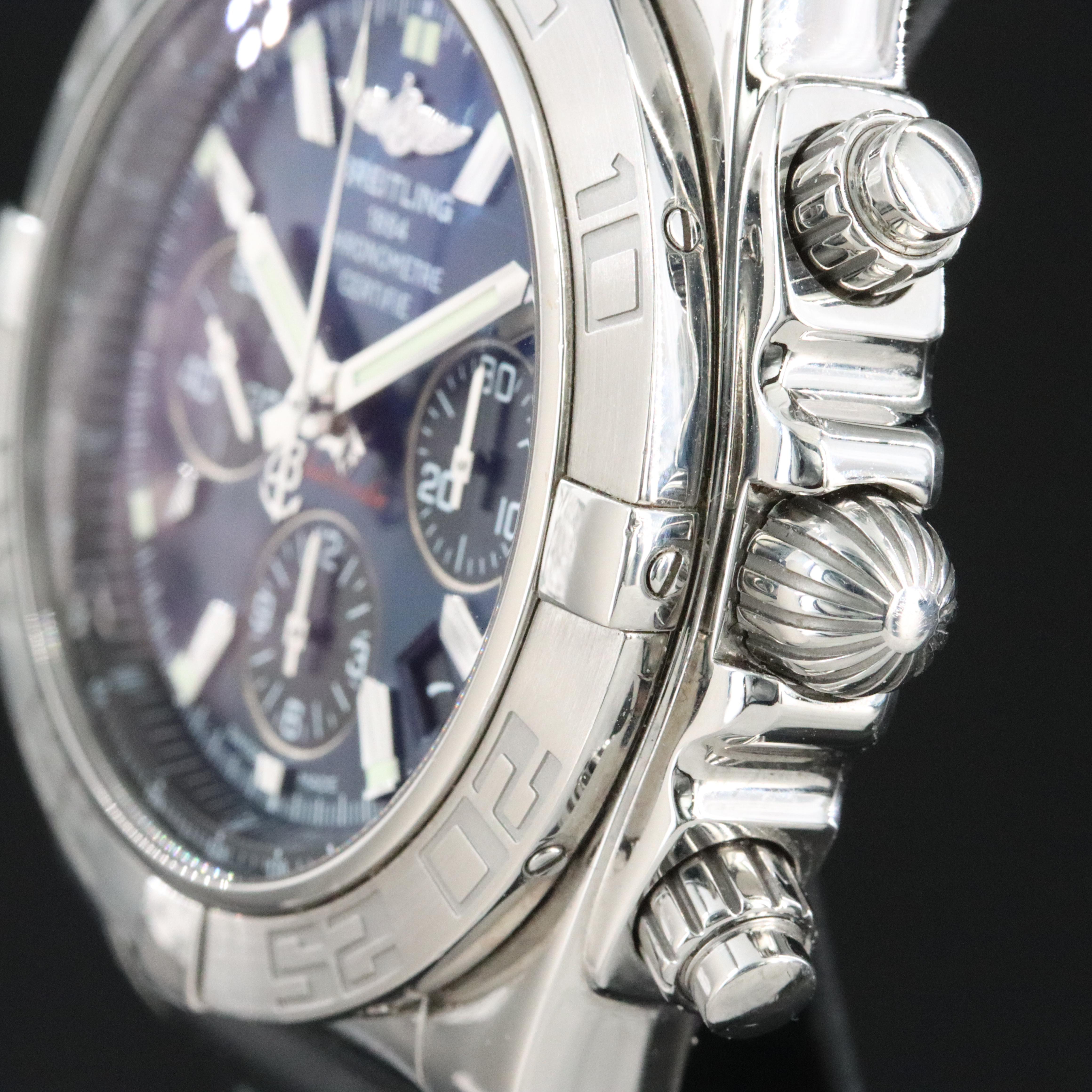 2010 Breitling Chronomat 01 44mm Blue Dial Steel Watch