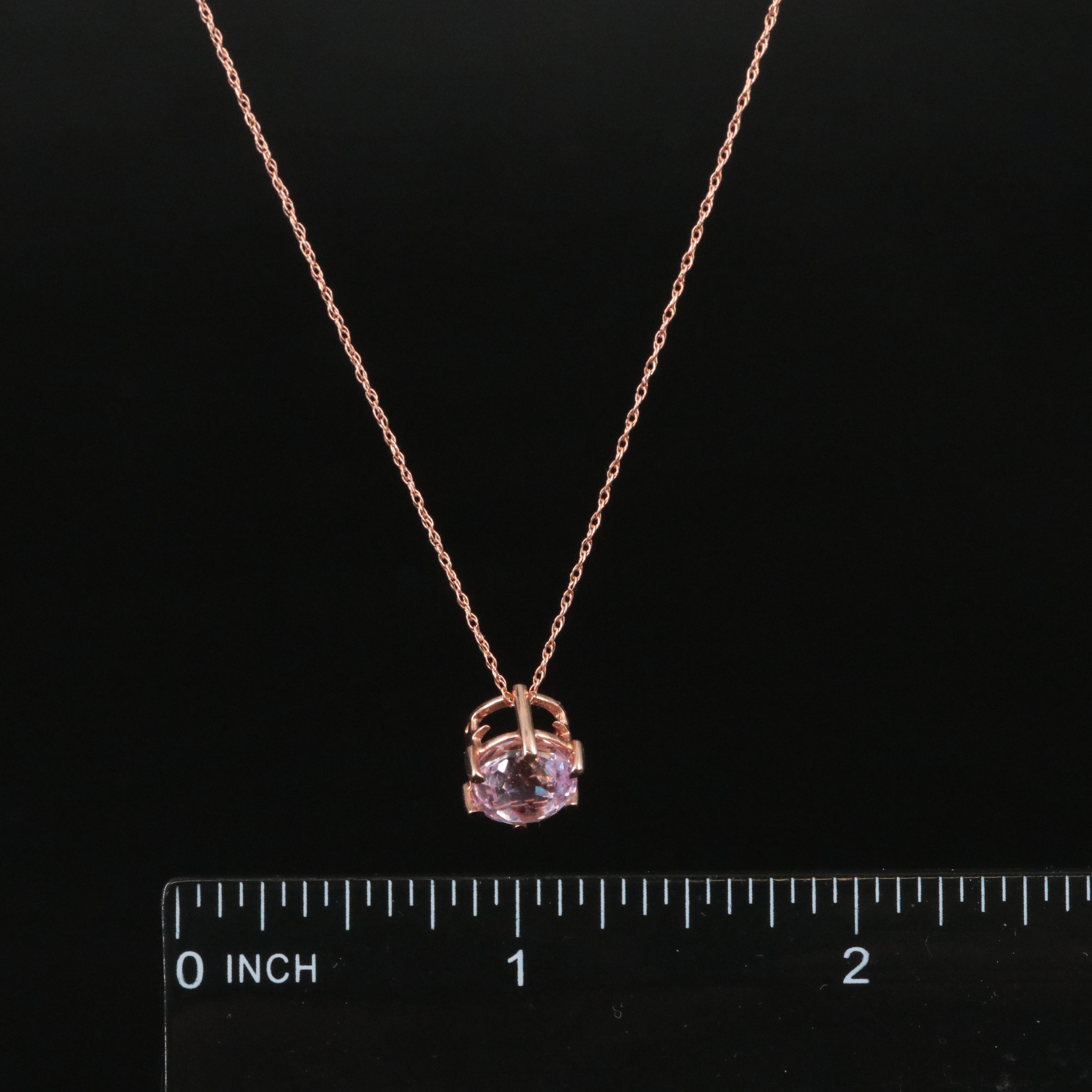 14K Rose Gold Kunzite Pendant Necklace