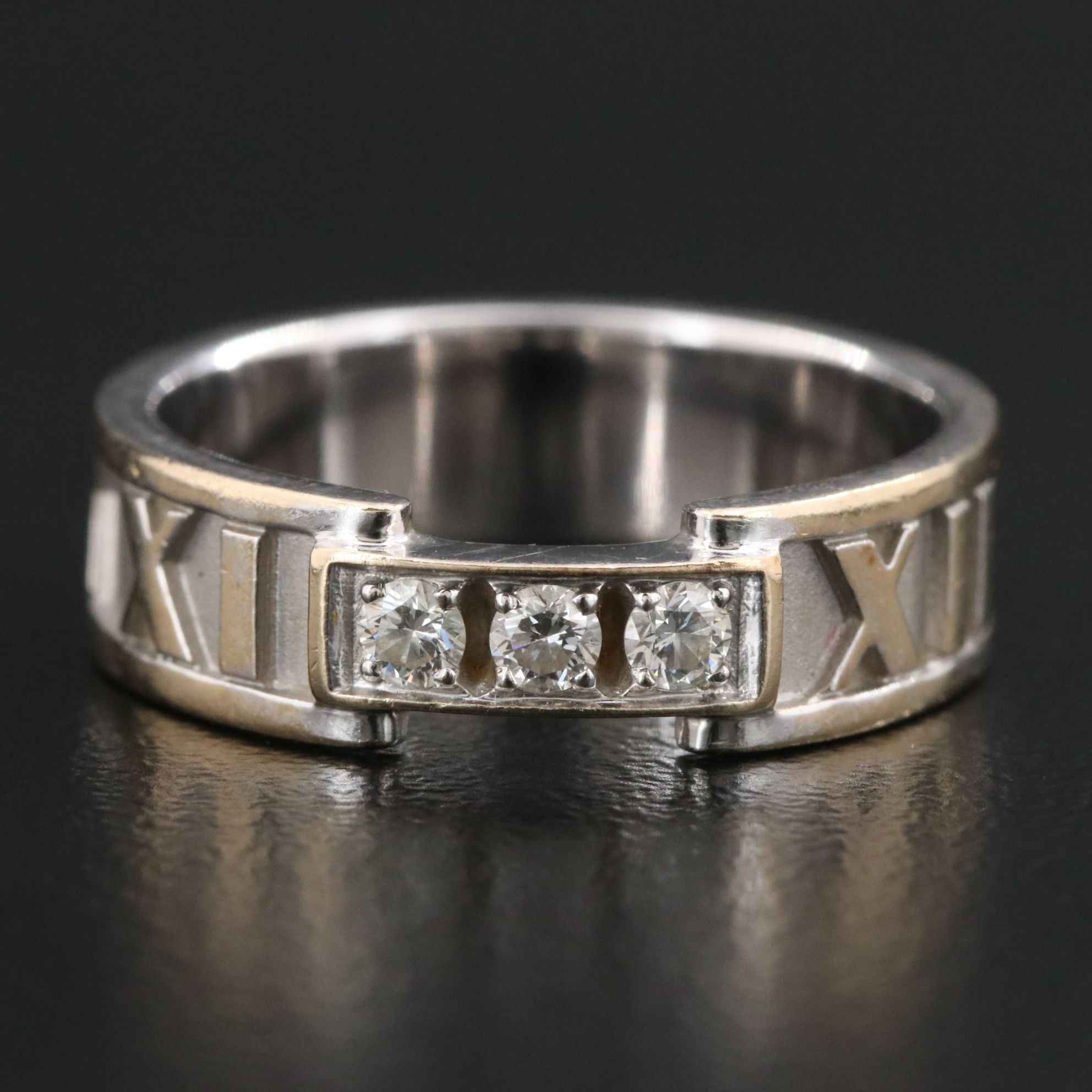 Tiffany & Co. Atlas 18K Three Diamond Ring
