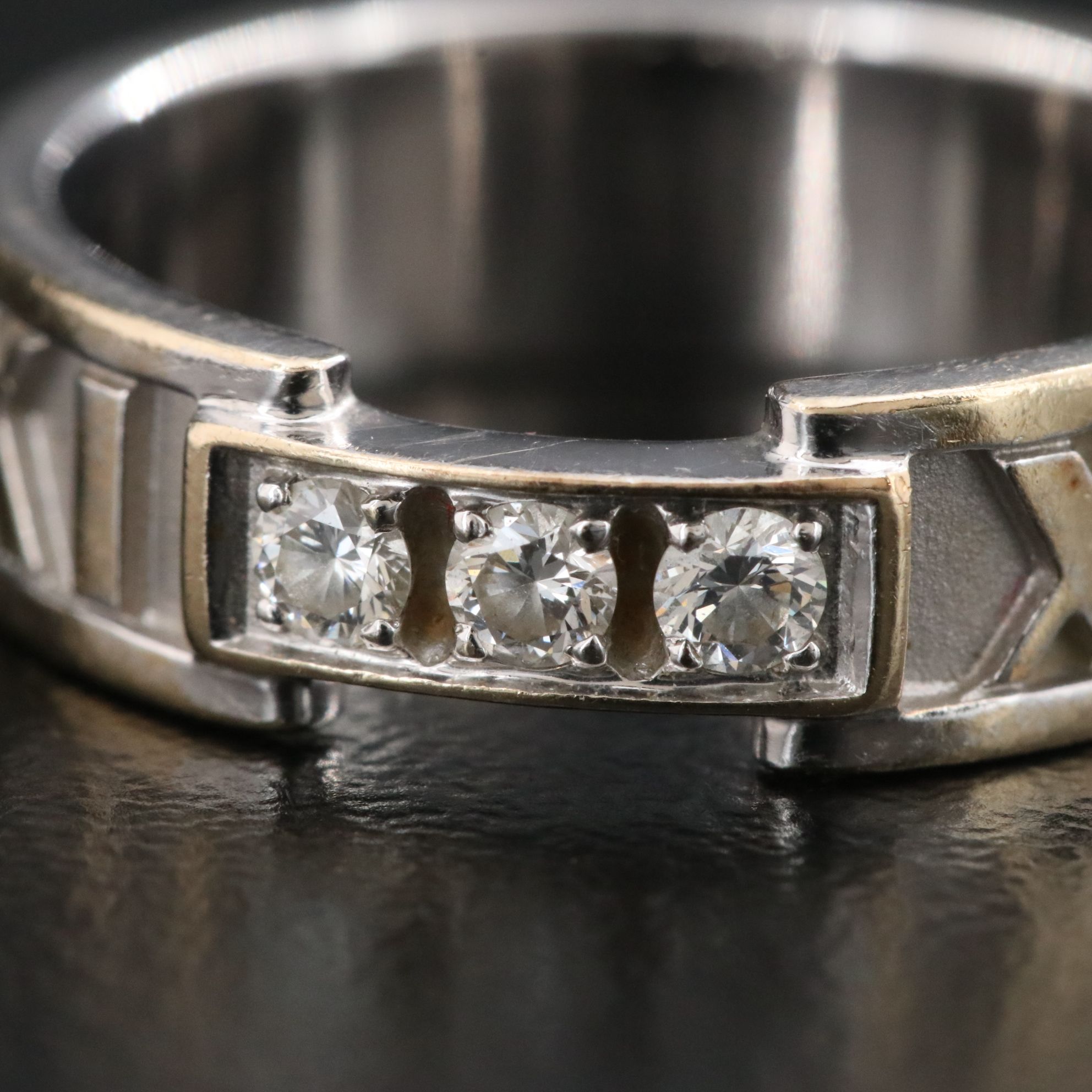Tiffany & Co. Atlas 18K Three Diamond Ring