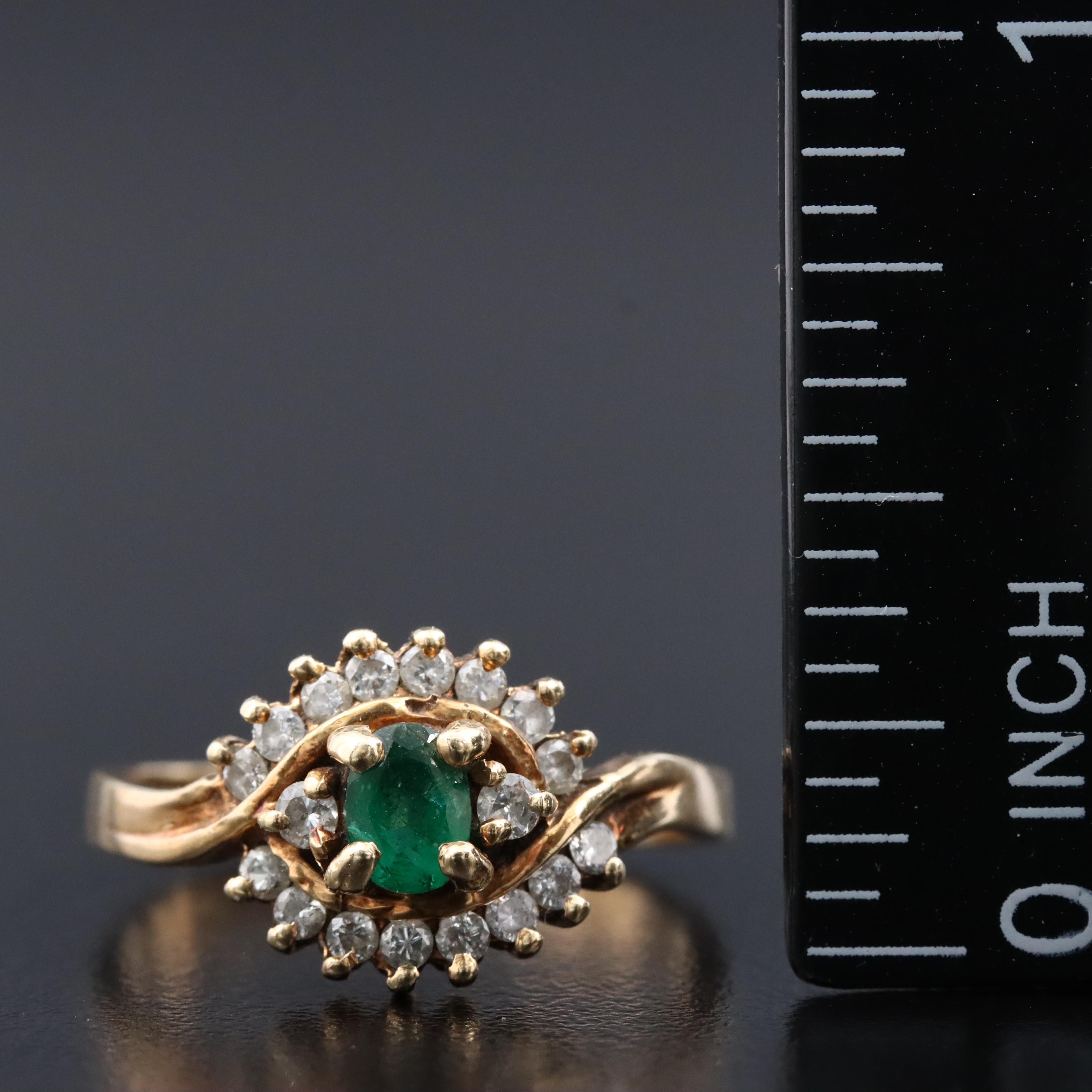 14K Emerald and Diamond Ring