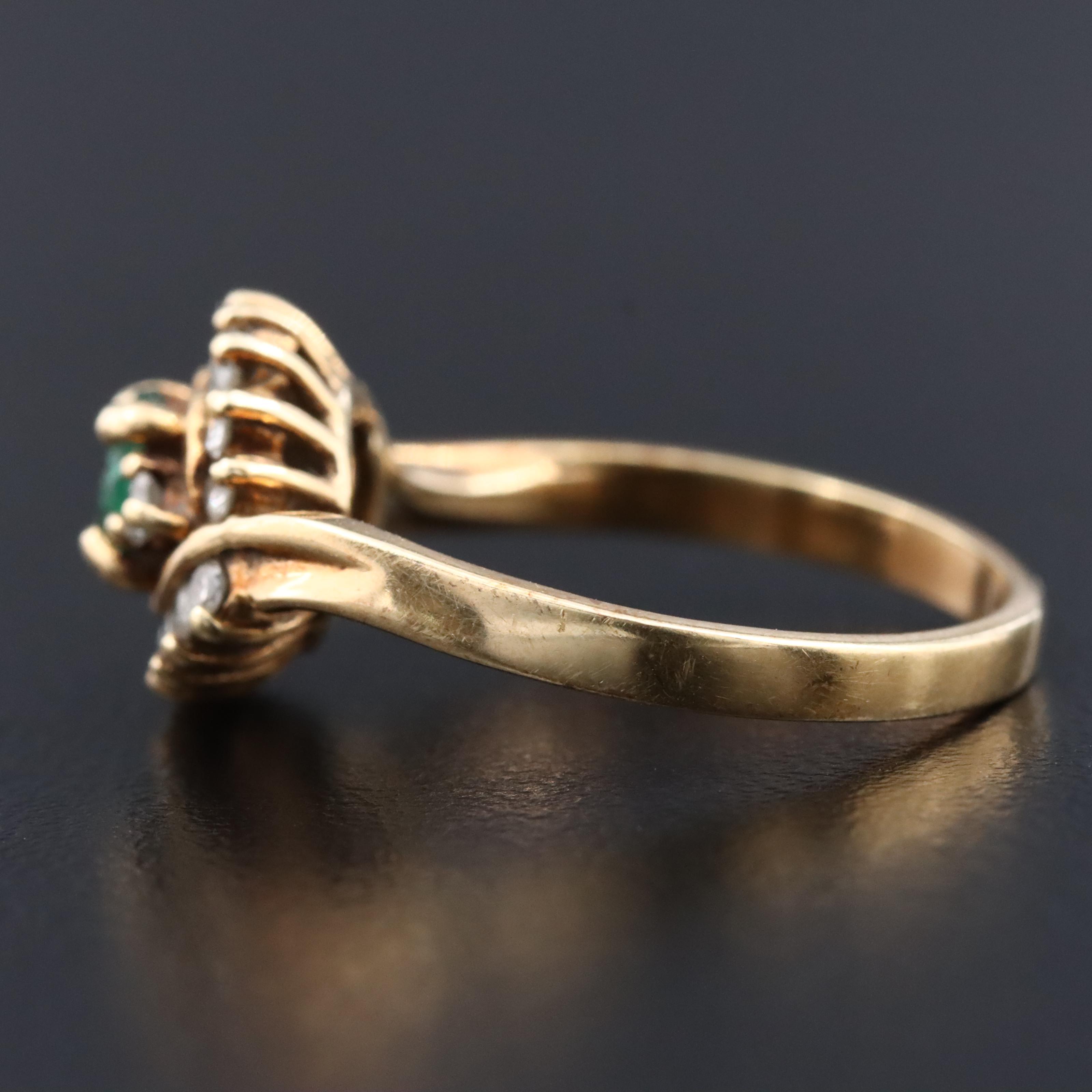 14K Emerald and Diamond Ring