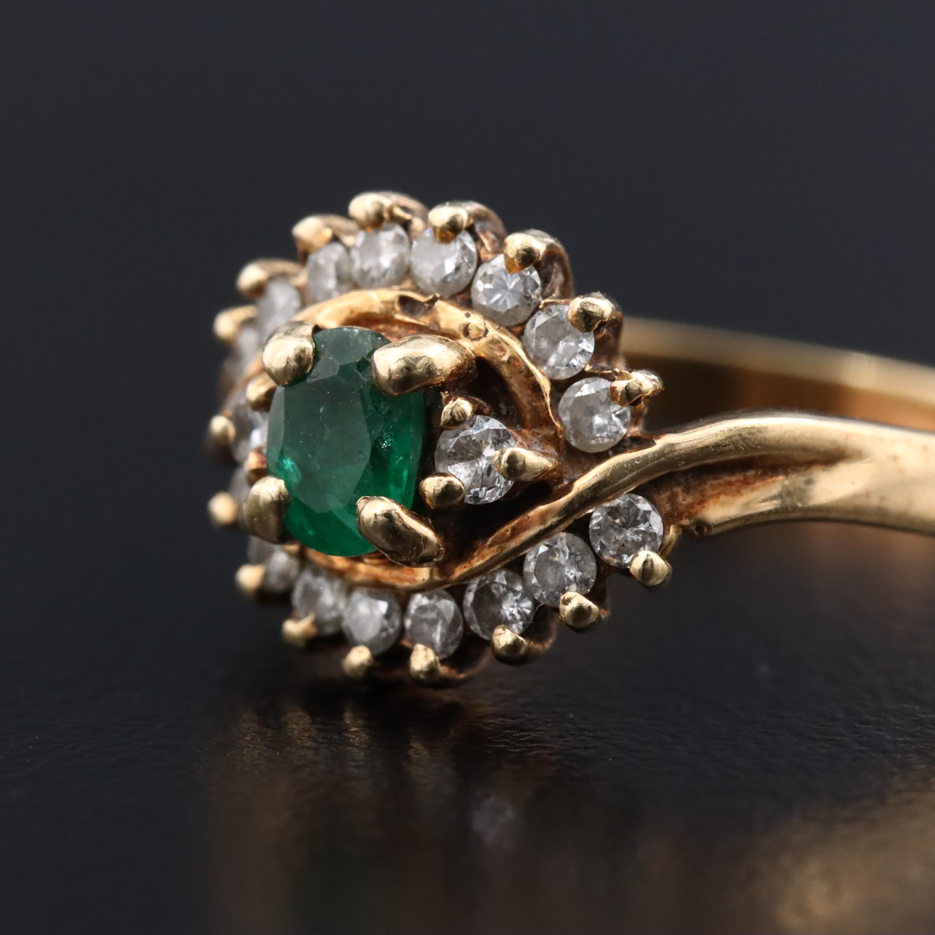 14K Emerald and Diamond Ring