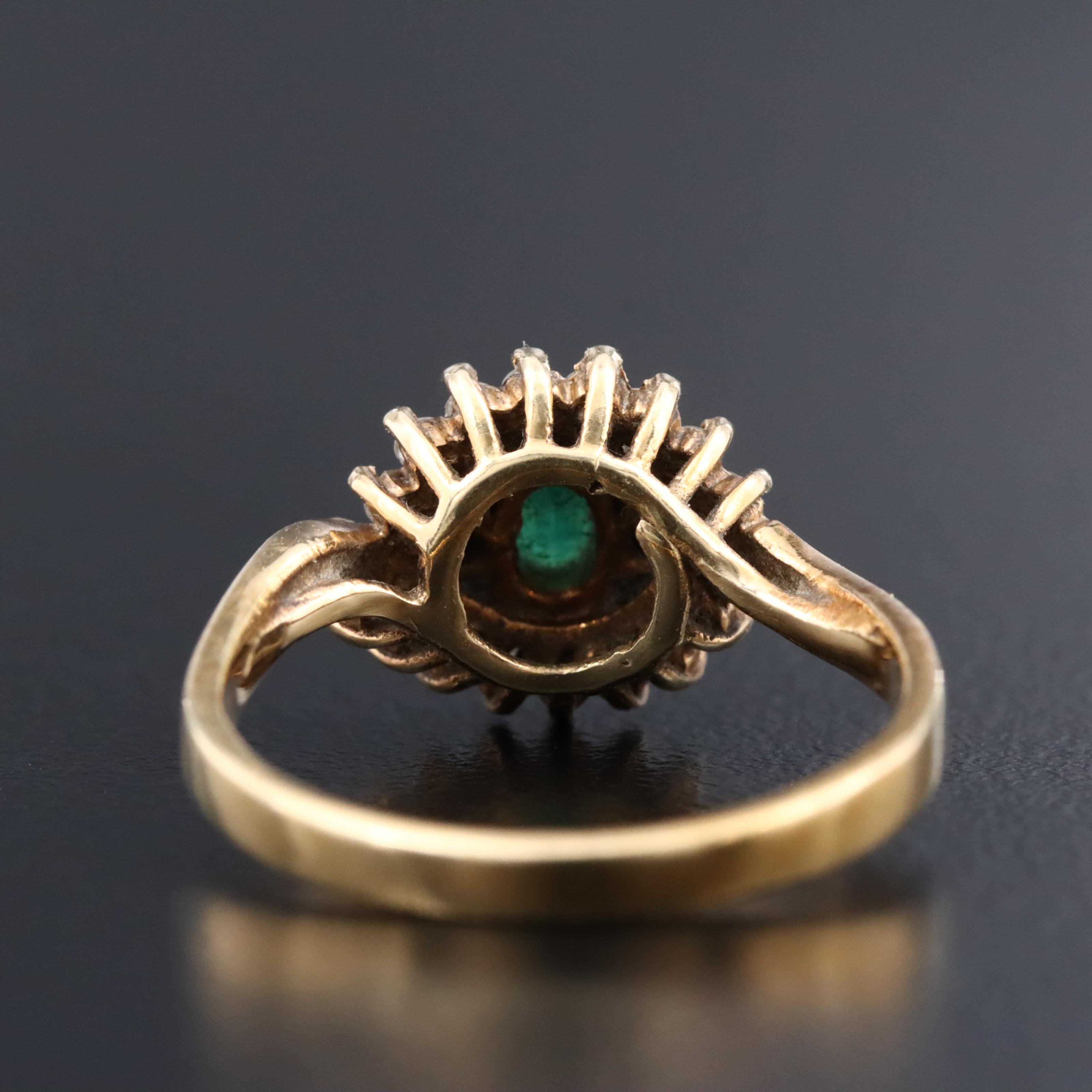 14K Emerald and Diamond Ring