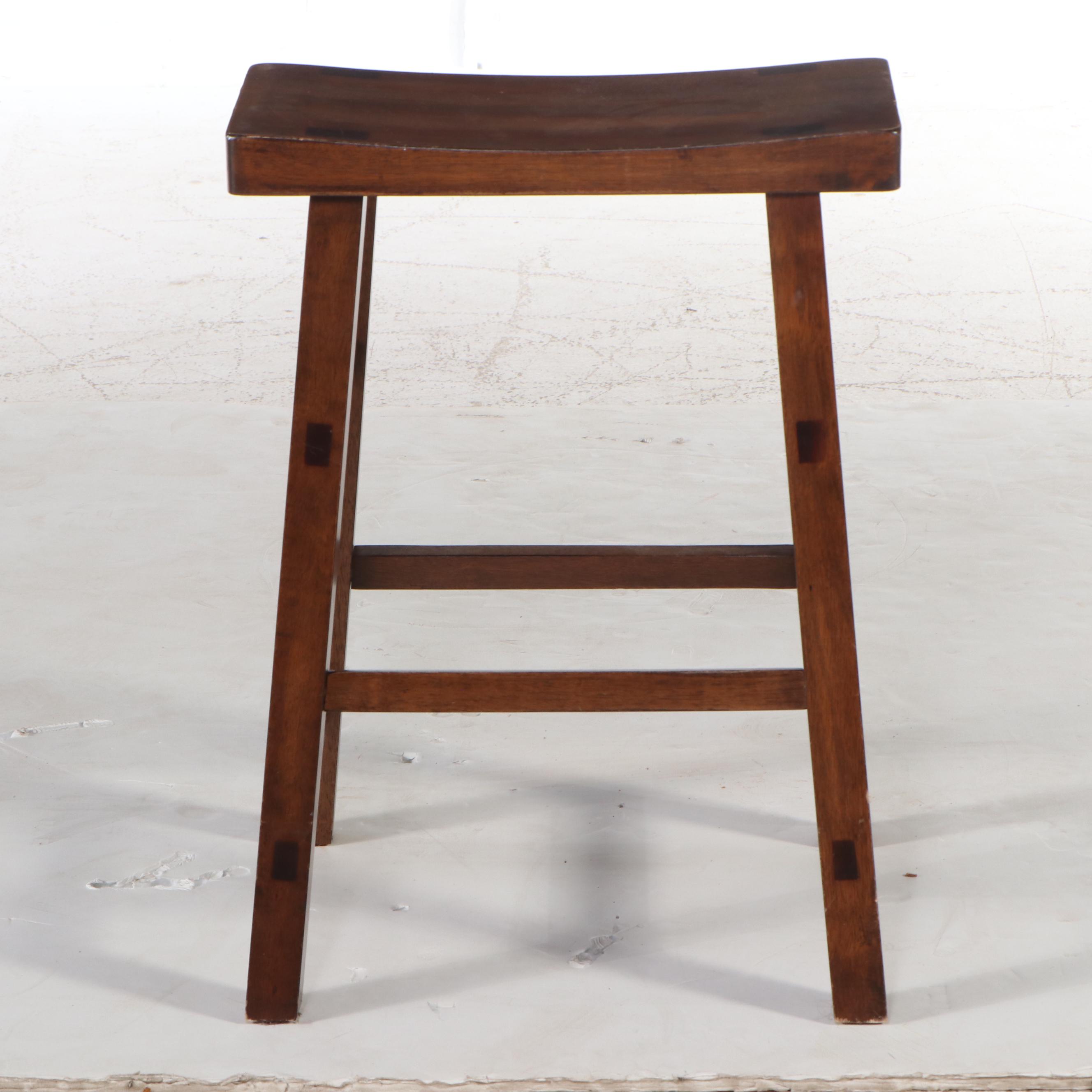 American Primitive Style Walnut Finish Stool