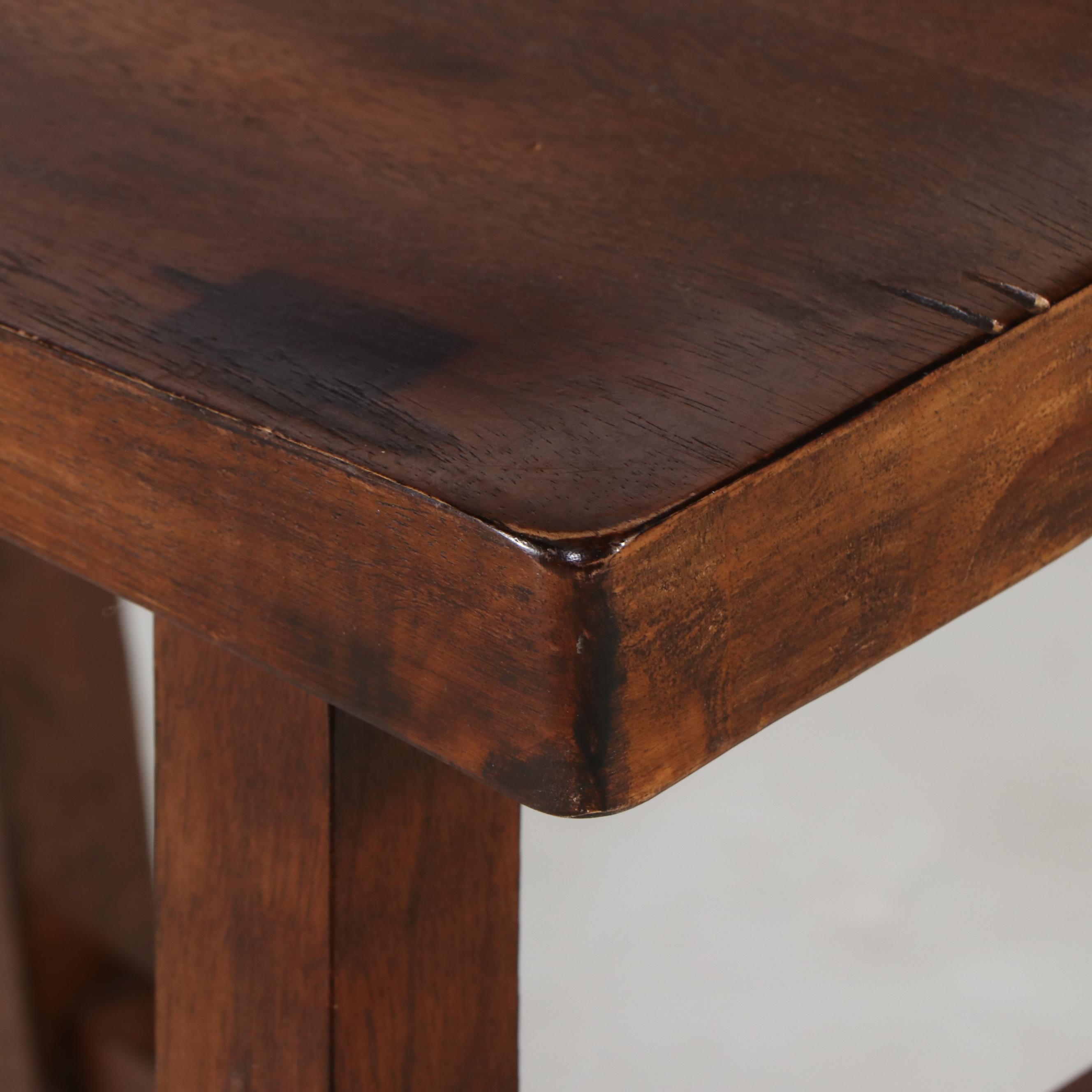 American Primitive Style Walnut Finish Stool