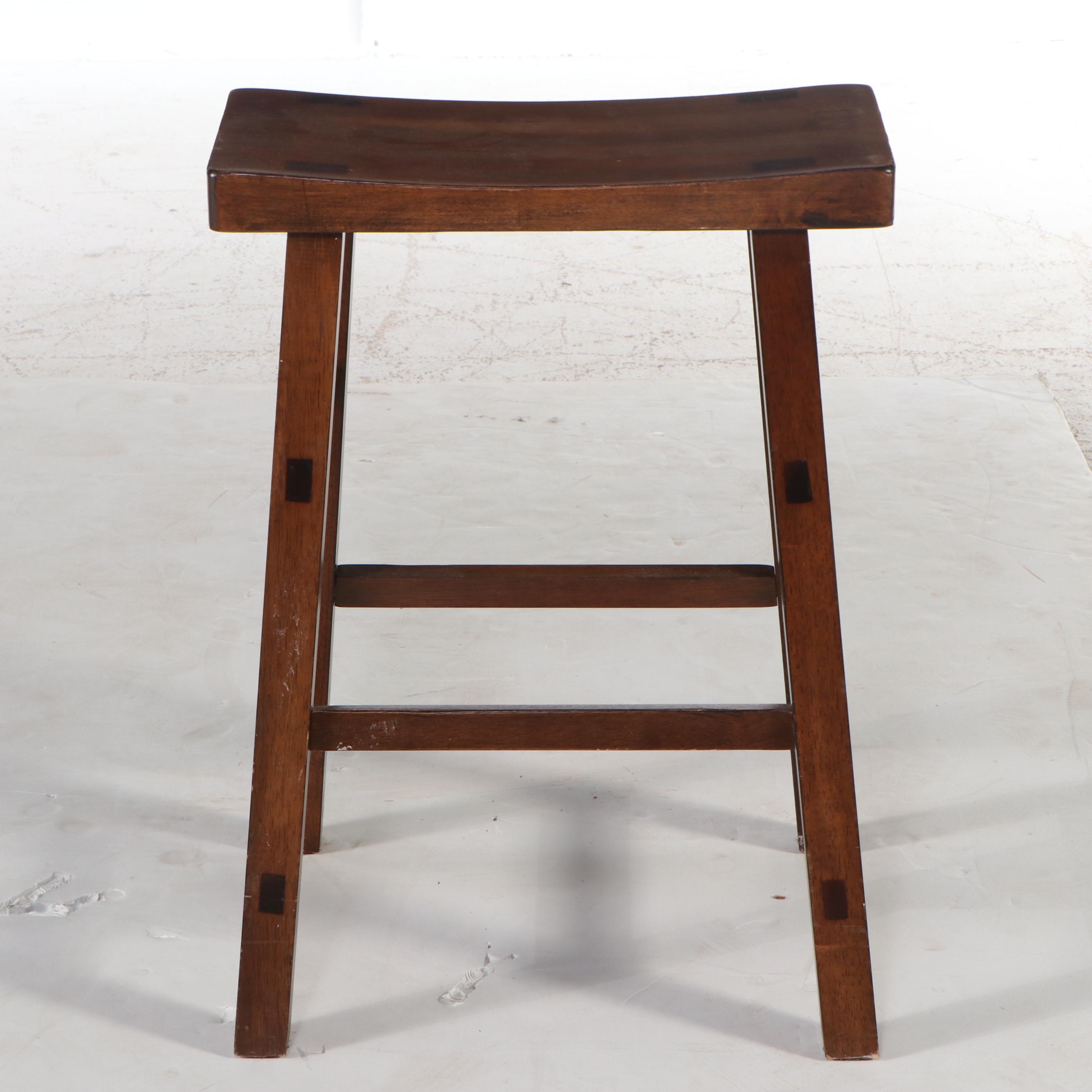 American Primitive Style Walnut Finish Stool