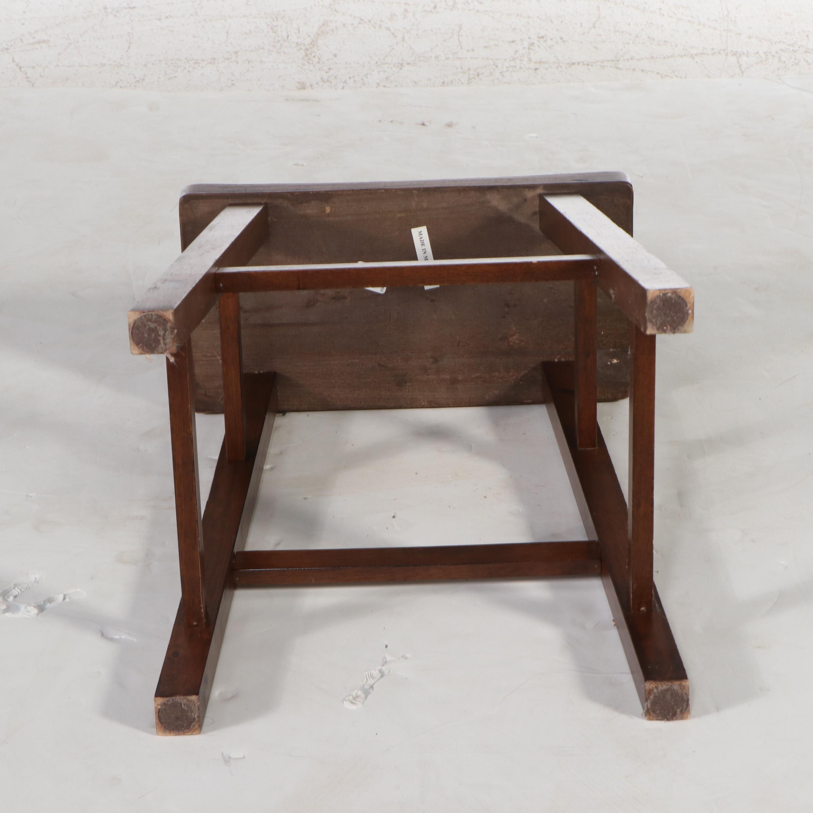 American Primitive Style Walnut Finish Stool
