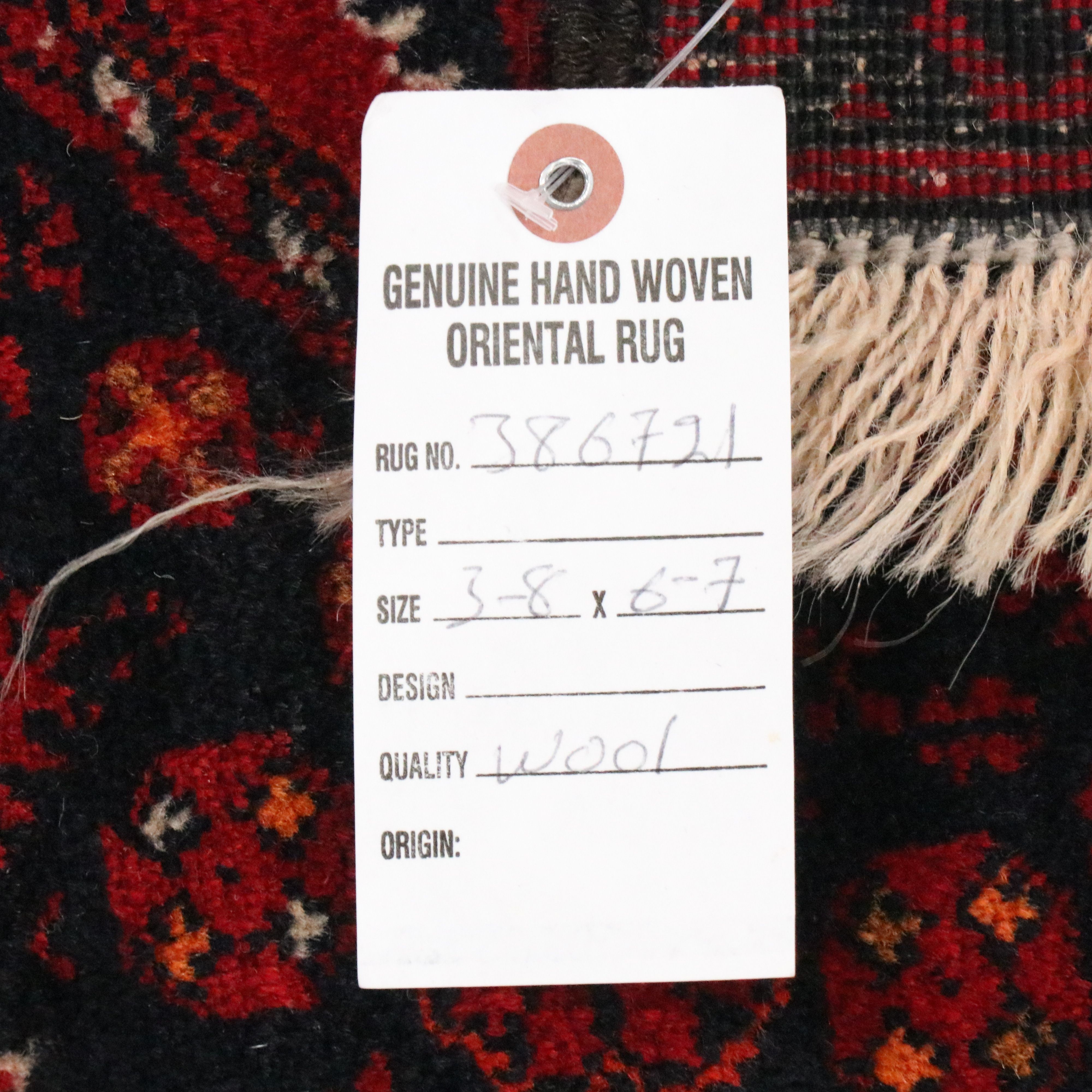 3'8 x 6'10 Hand-Knotted Afghan Baluch Area Rug