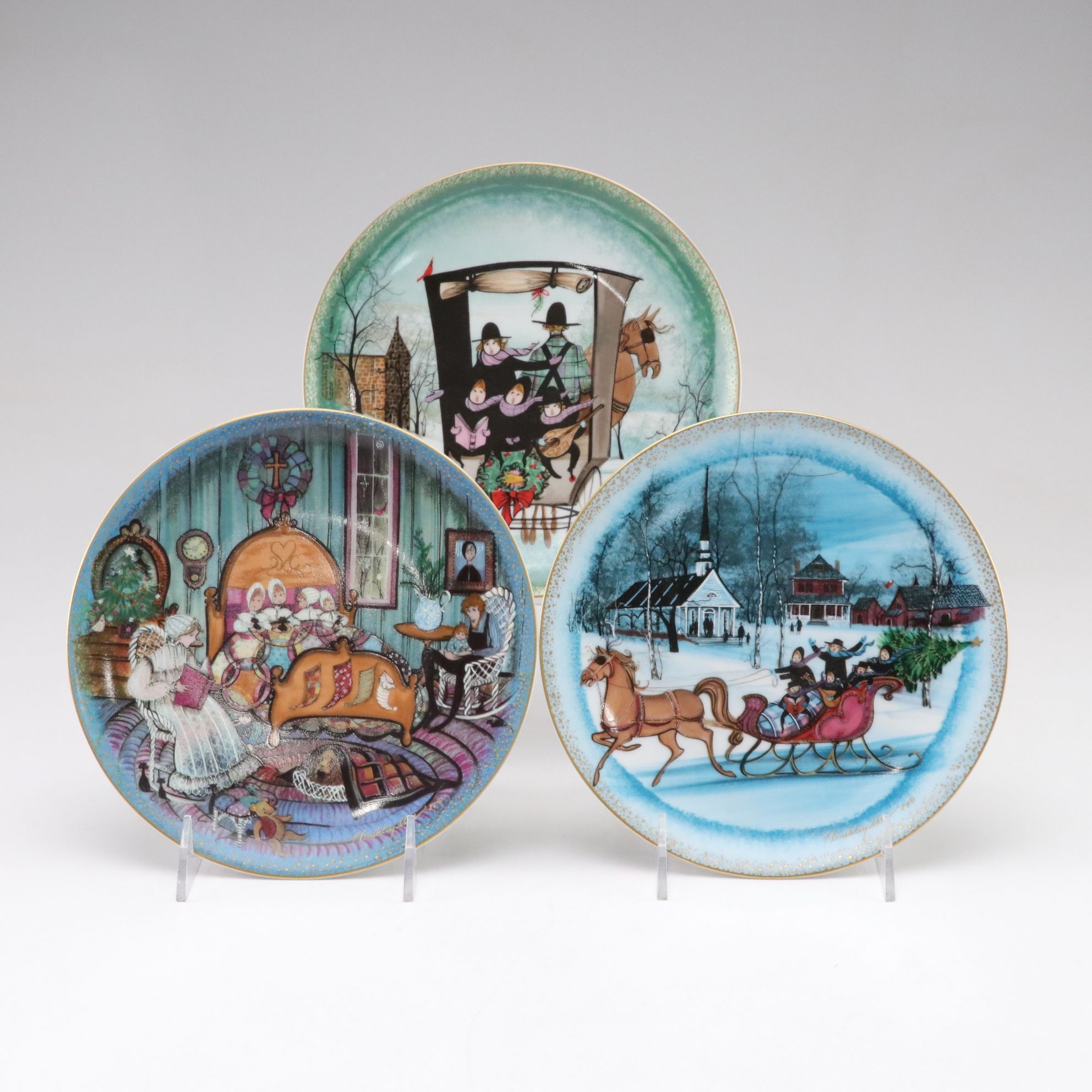 P. Buckley Moss "Noel, Noel" Illustrated Christmas Plates