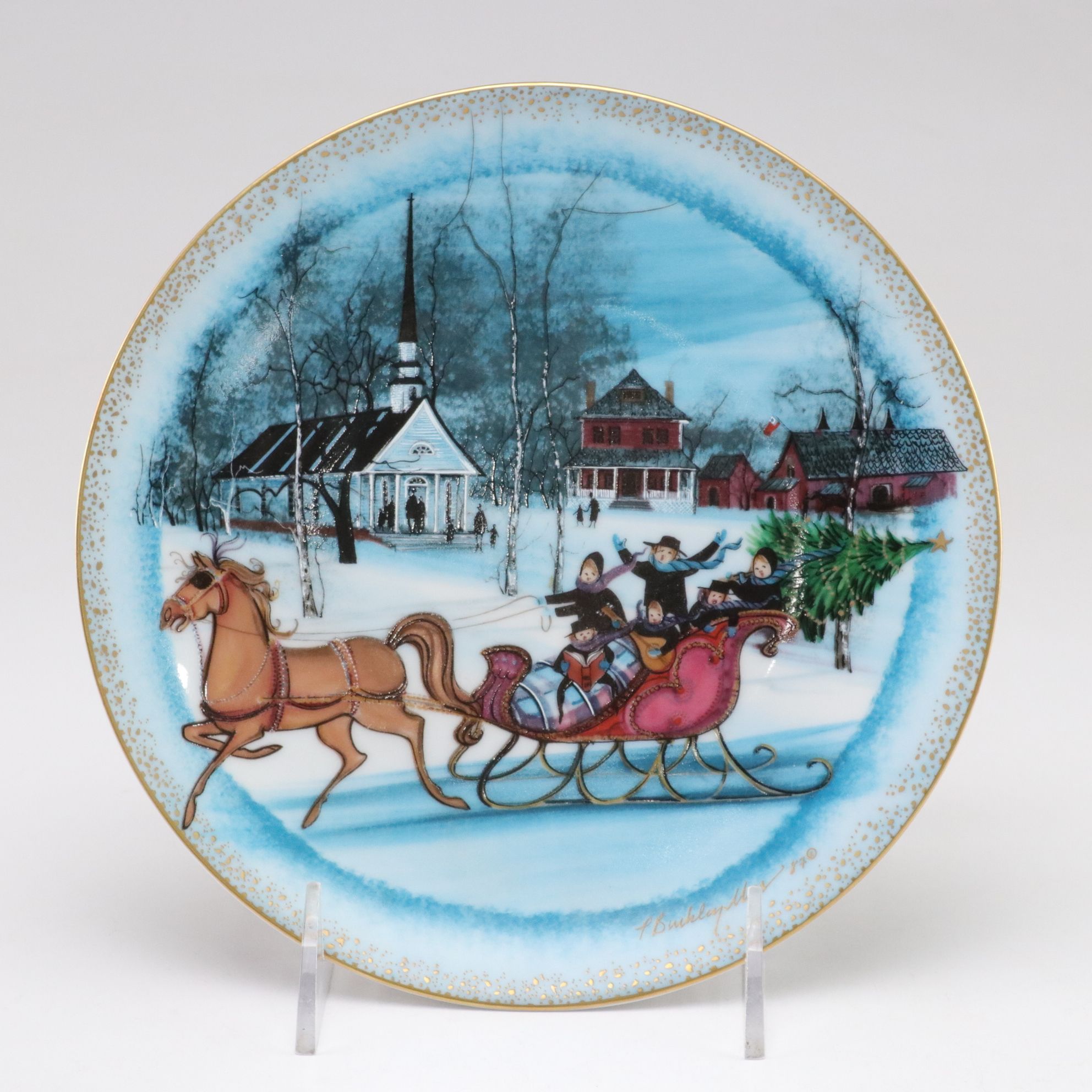 P. Buckley Moss "Noel, Noel" Illustrated Christmas Plates