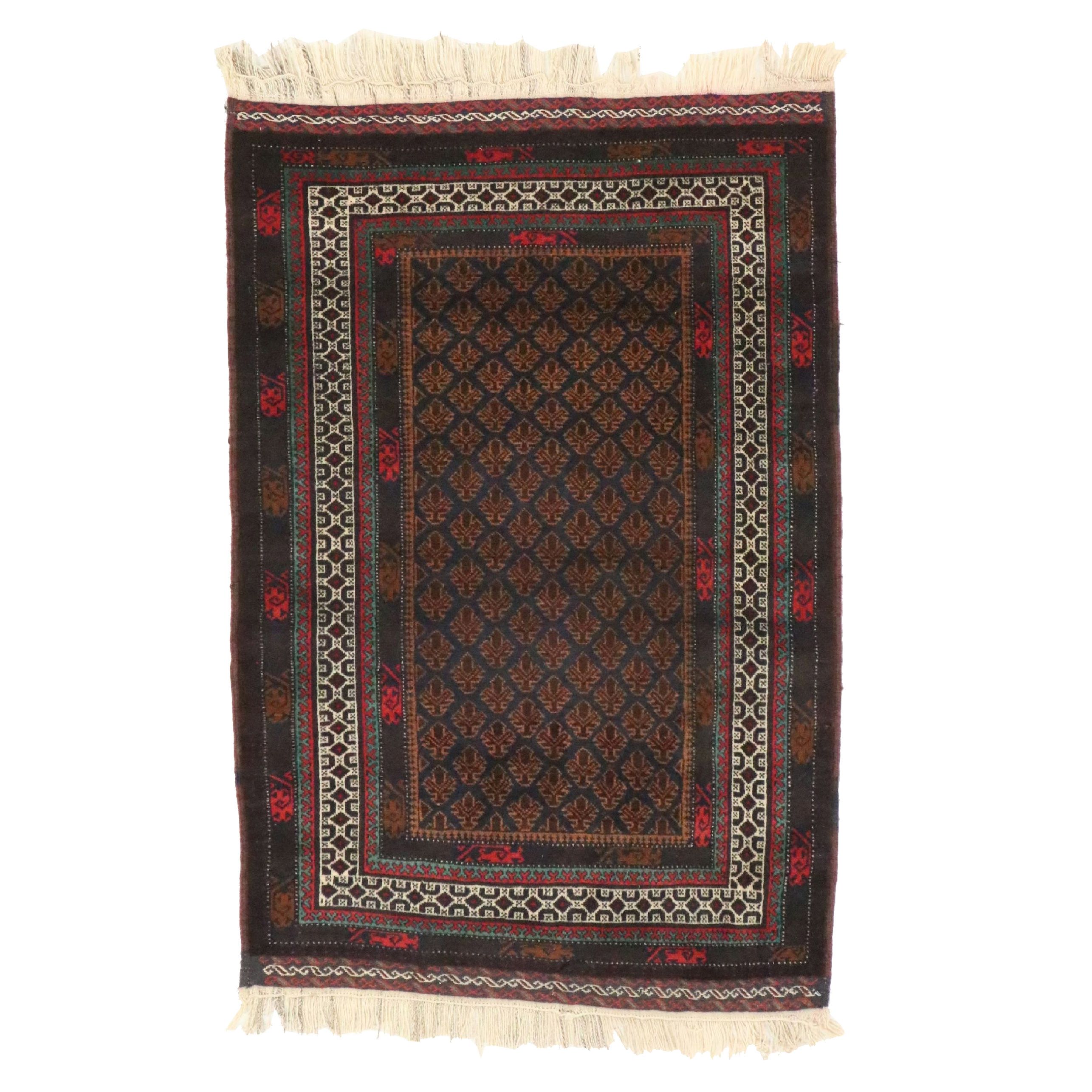 3'2 x 5'2 Hand-Knotted Afghan Baluch Area Rug