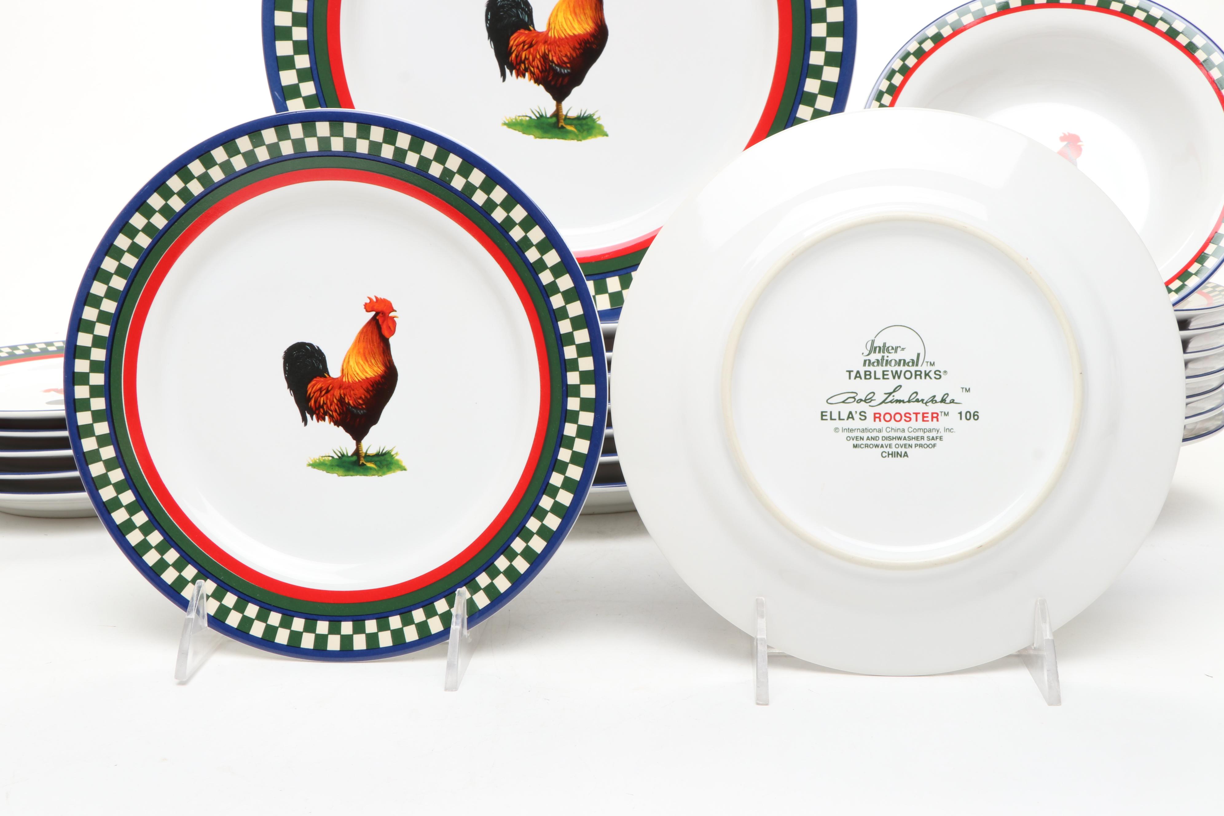 International Tableworks "Ella's Rooster" Ceramic Dinnerware, 1993-1995